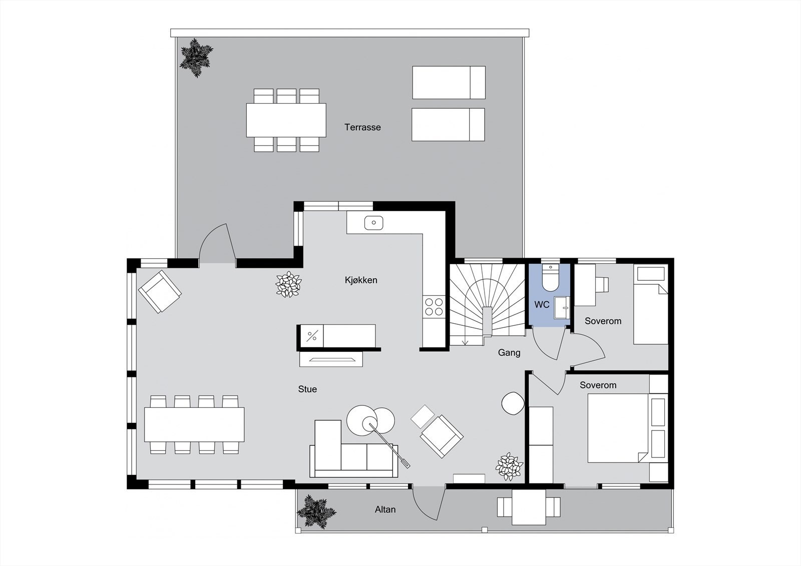 Planløsning hovedetasje Galleribilde
