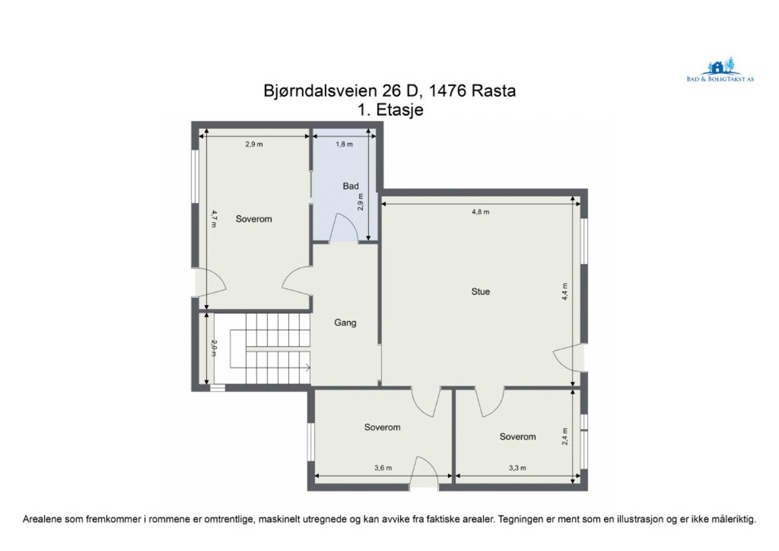 Plantegningen over boligens første etasje er alltids greit å starte med slik at du får orientert deg litt. Galleribilde