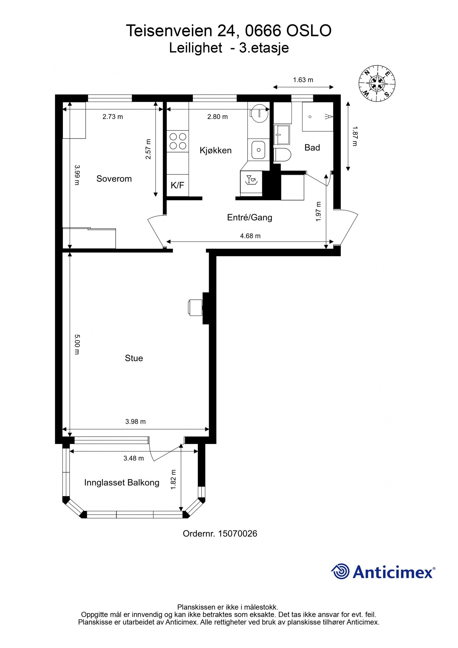 Plantegning Leilighet - 3.etasje Galleribilde