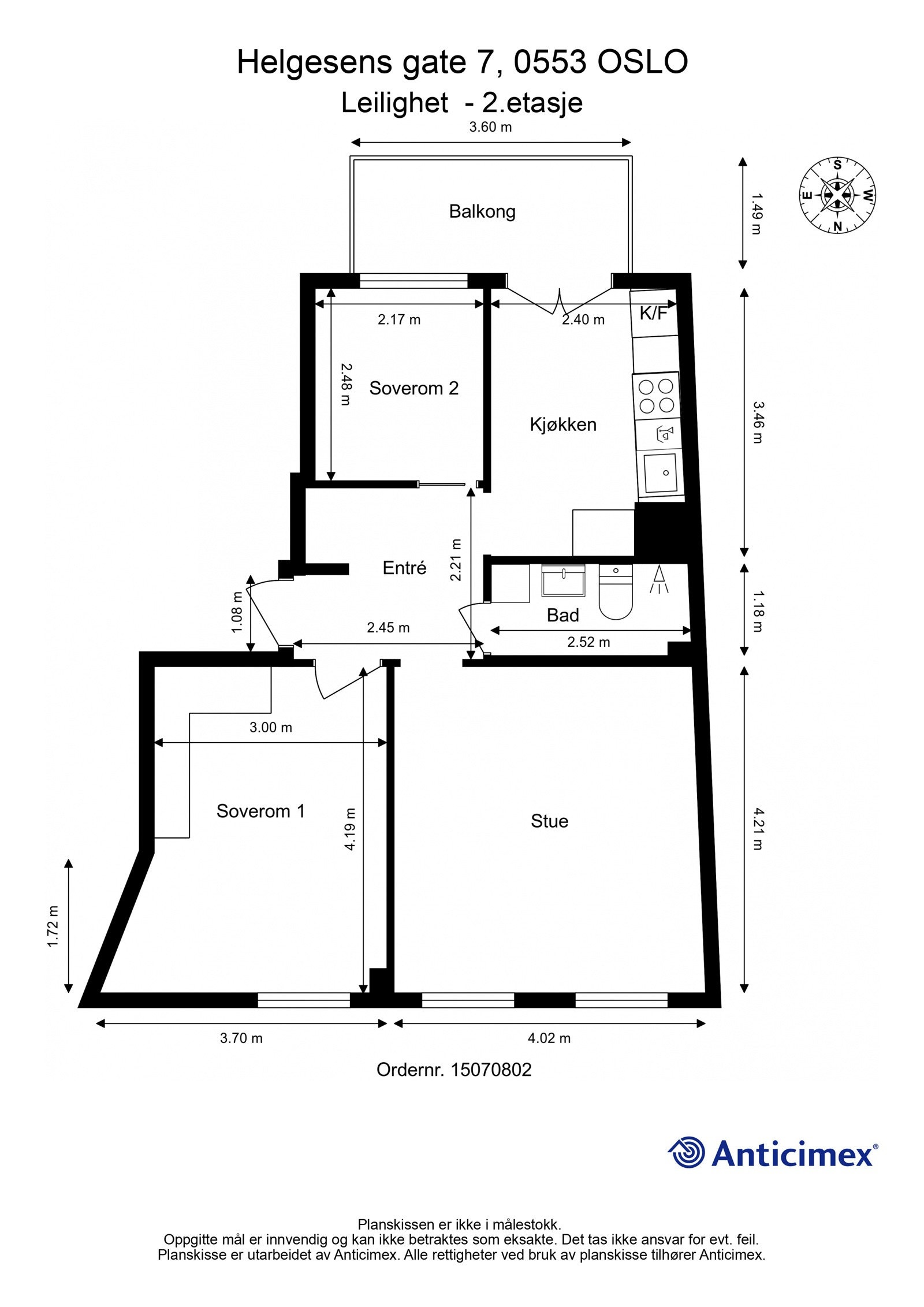 Plantegning med mål. Galleribilde