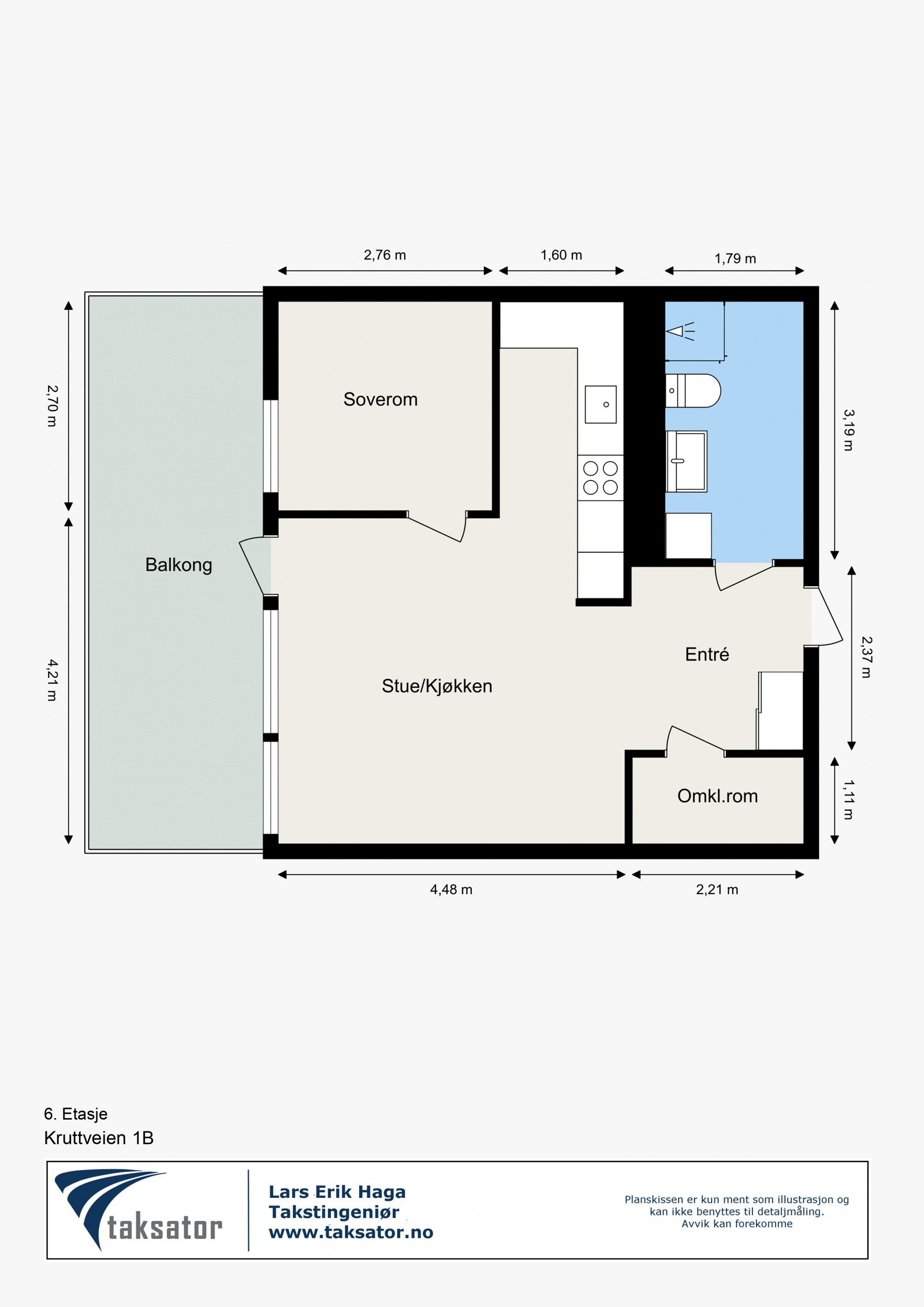 Plantegning - 6. etasje med heisadkomst. Galleribilde