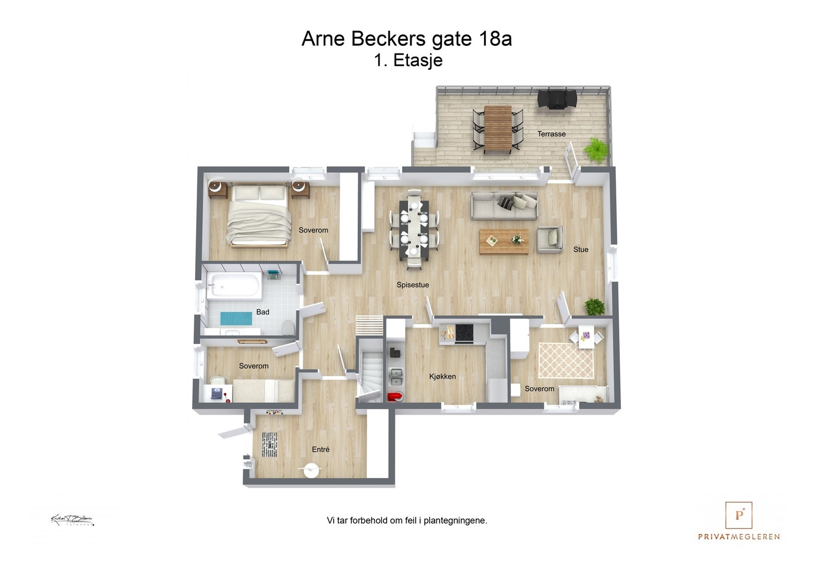 3 D plantegning hovedetasje Galleribilde