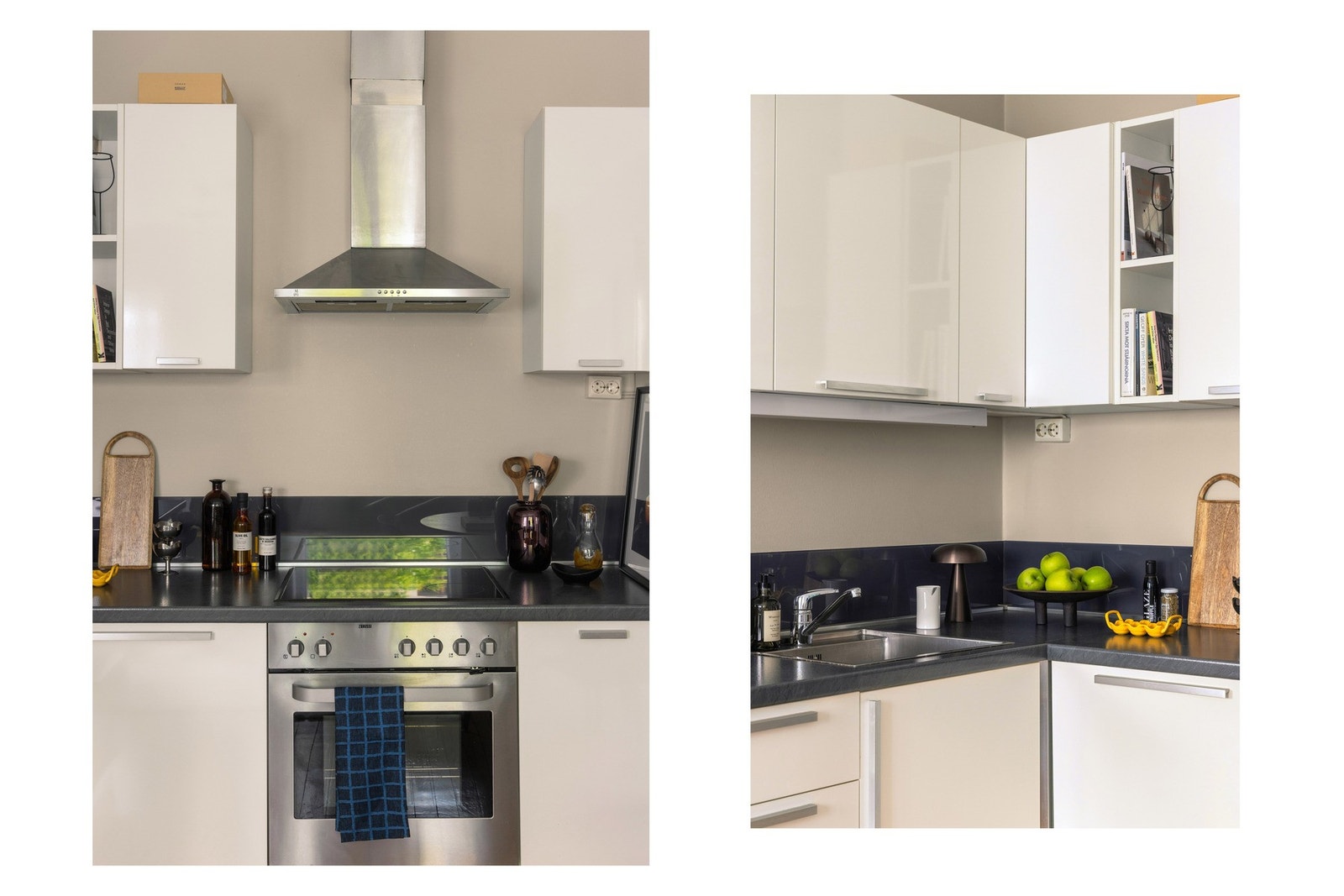 De integrerte hvitevarene inkluderer oppvaskmaskin, stekeovn og koketopp. Galleribilde