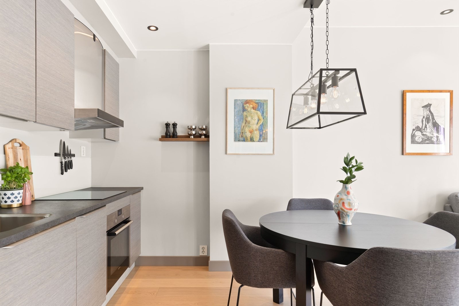 Her er alt integrert - Induksjonstopp, stekeovn, oppvaskmaskin og kjøl/frys. Galleribilde