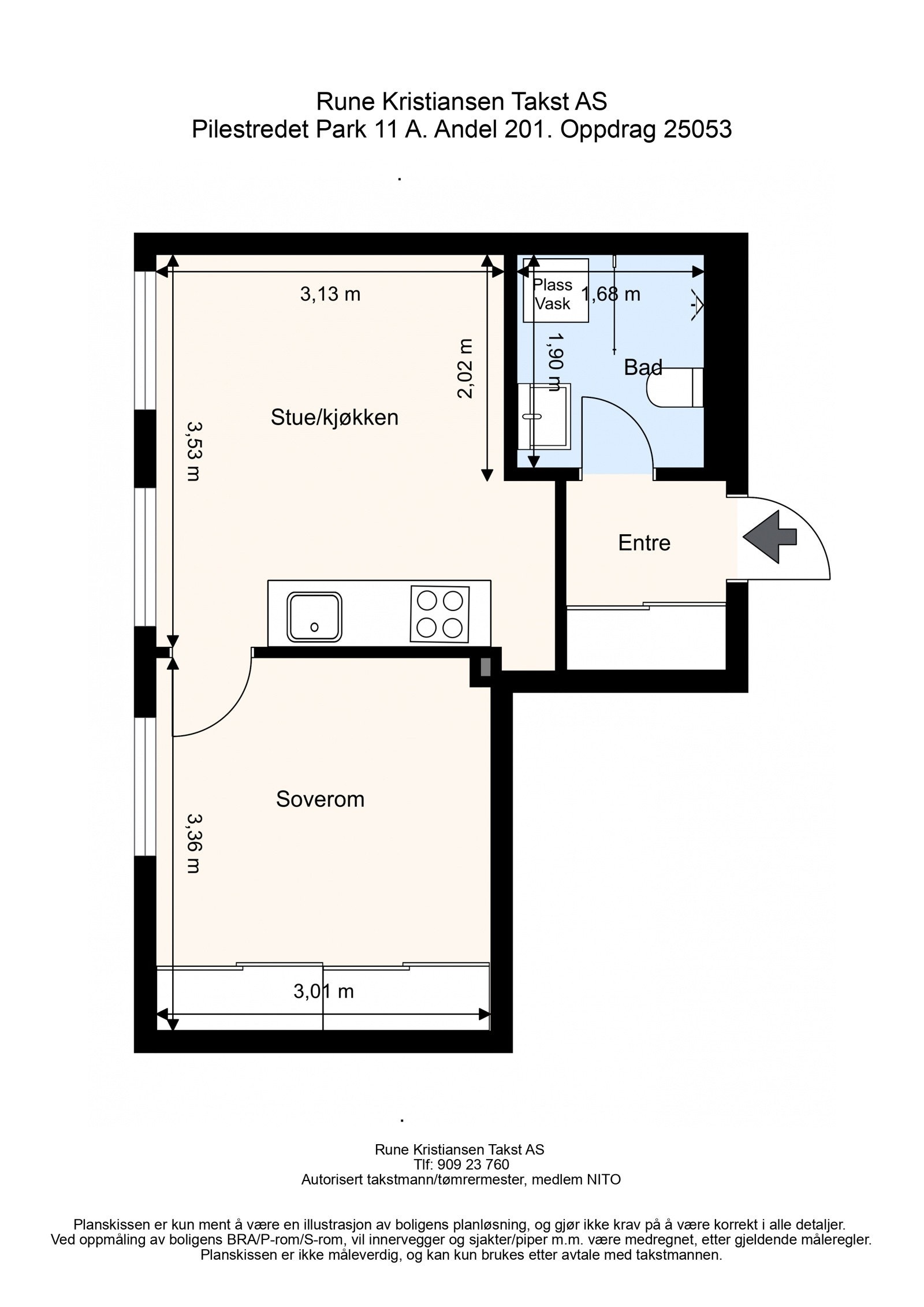 Målsatt plantegning. Galleribilde