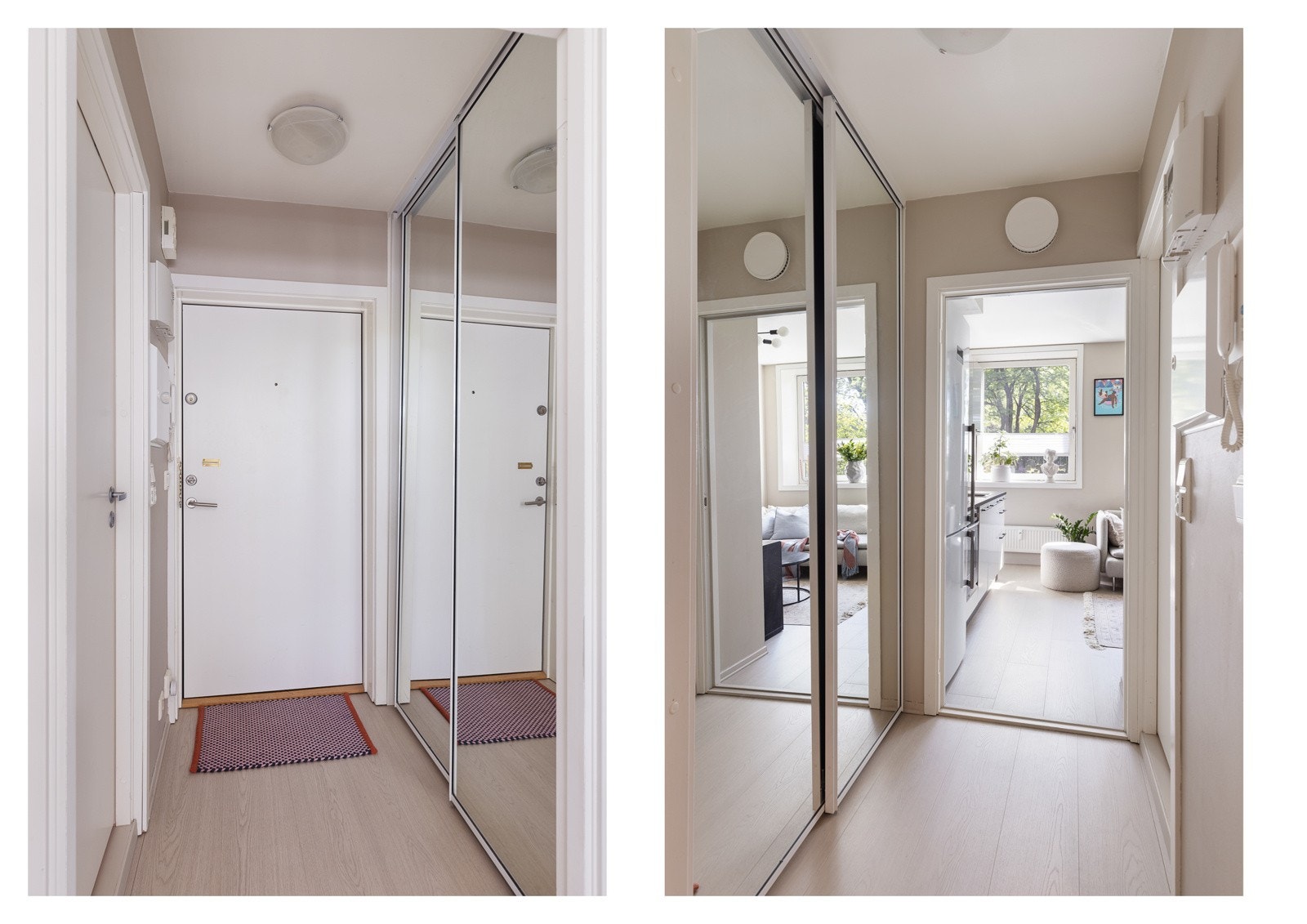 Skyvedørsgarderobe i gang. Galleribilde