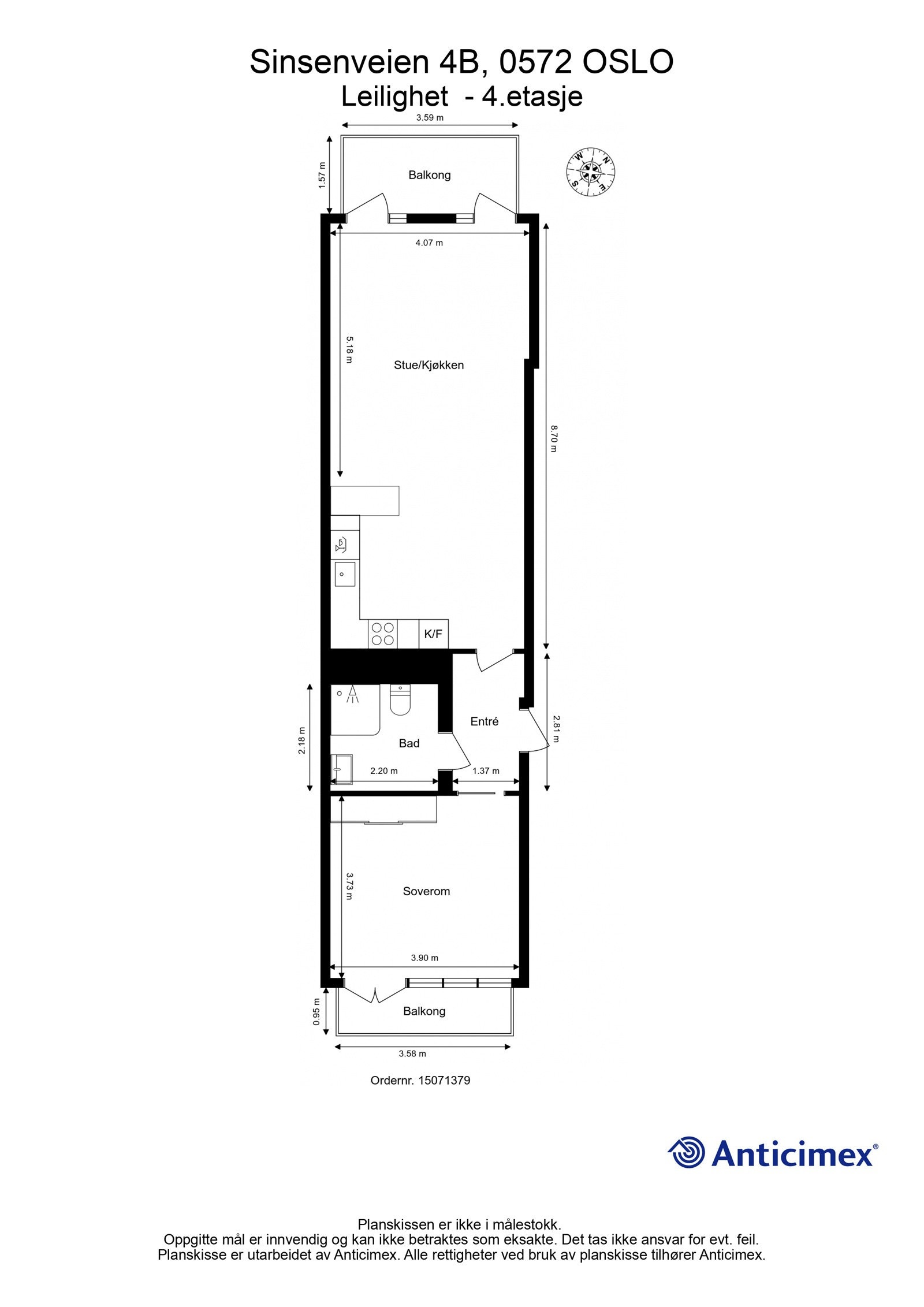 Plantegning med mål. Galleribilde