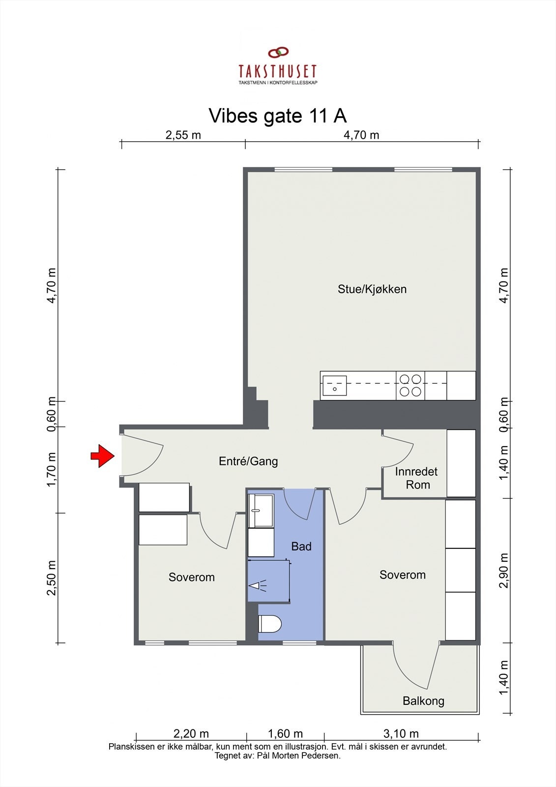 Planskisse. Leiligheten disponerer en kjellerbod på 4 kvm. Galleribilde