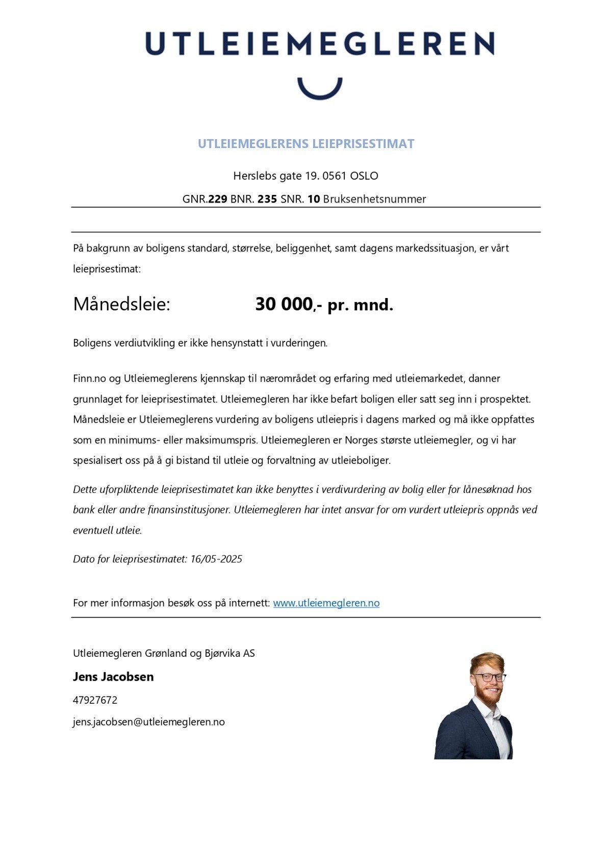 Utleieestimat Galleribilde