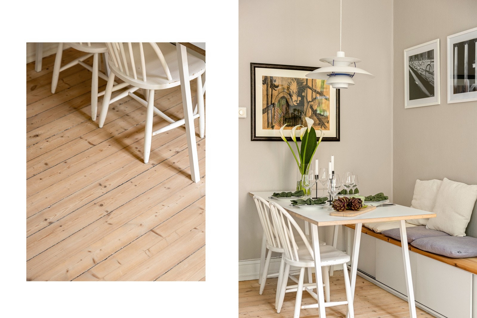 Flotte tregulv som gir et klassisk preg i leiligheten Galleribilde