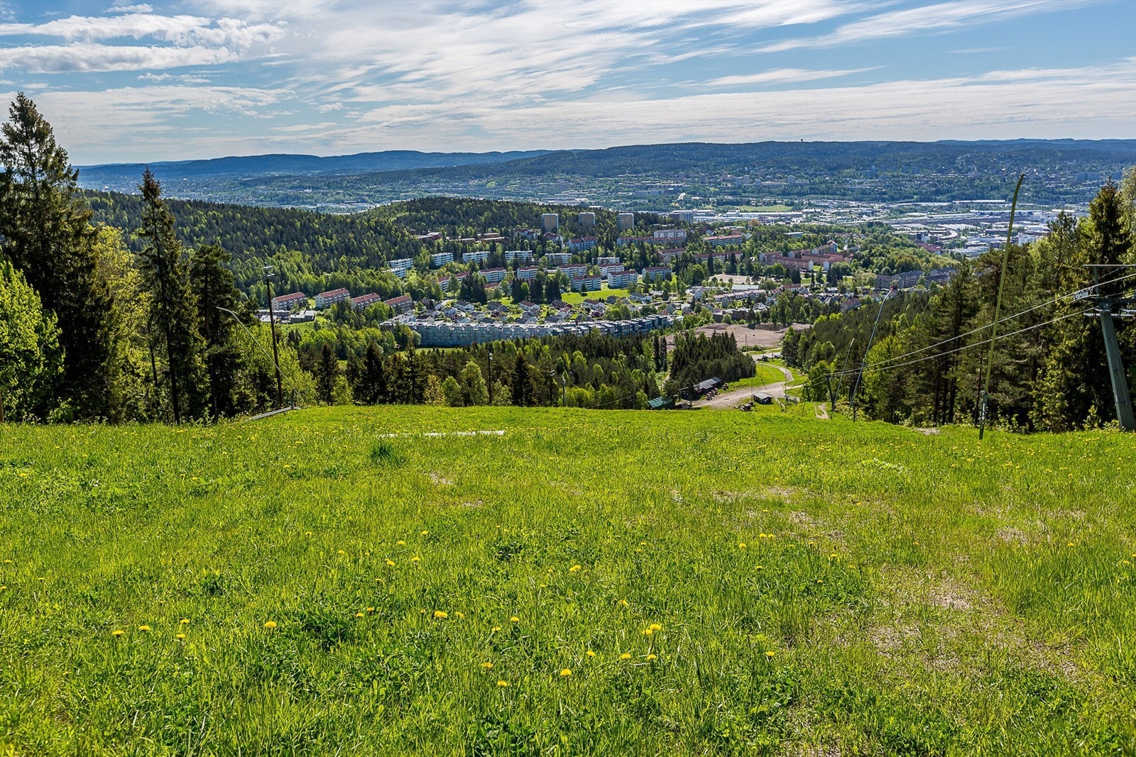 Grefsenkleiva med sykkel- og gangstier sommerstid Galleribilde