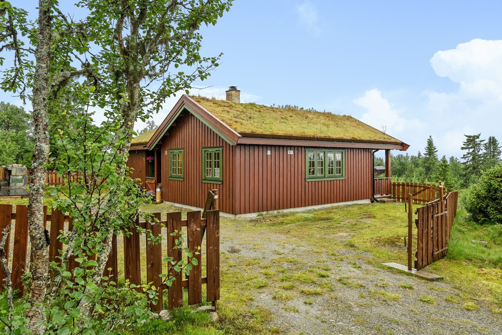 Fin innkjøring og oppkjørsel til hytta. godt beskyttet, med gjerde og port Galleribilde