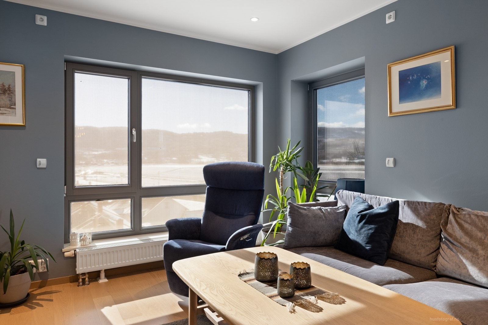 Screens på vinduene i stue. Galleribilde