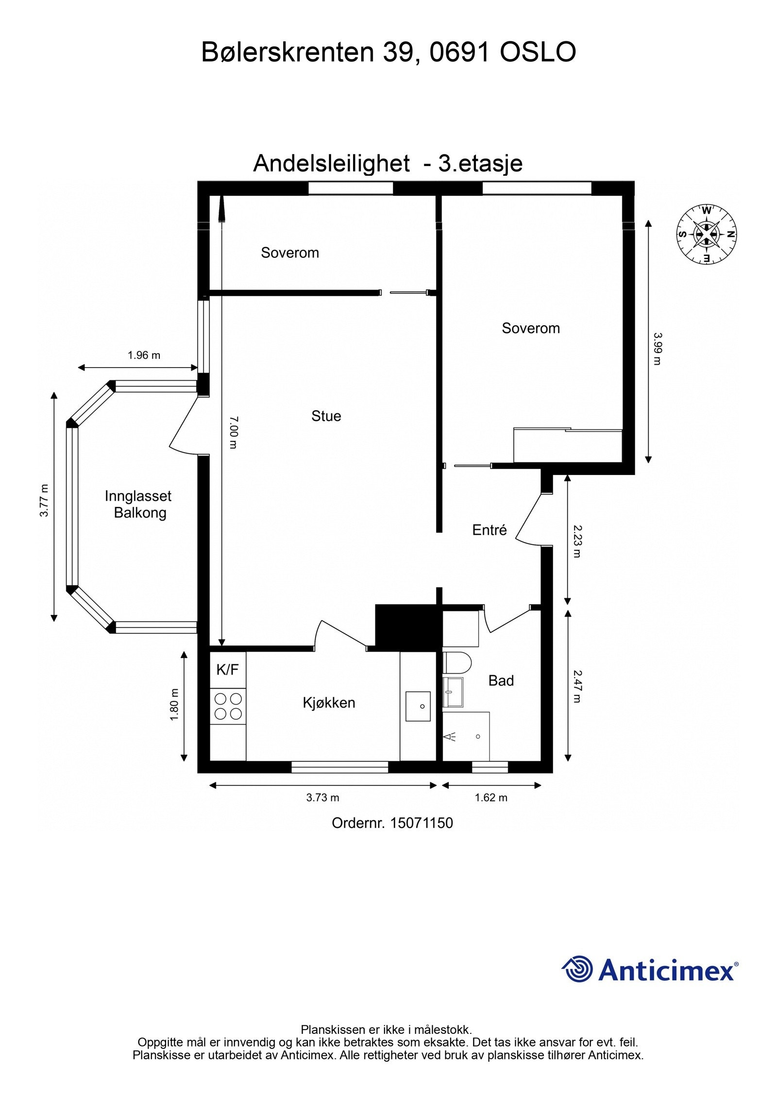 Alternativ plantegning 3-roms Galleribilde