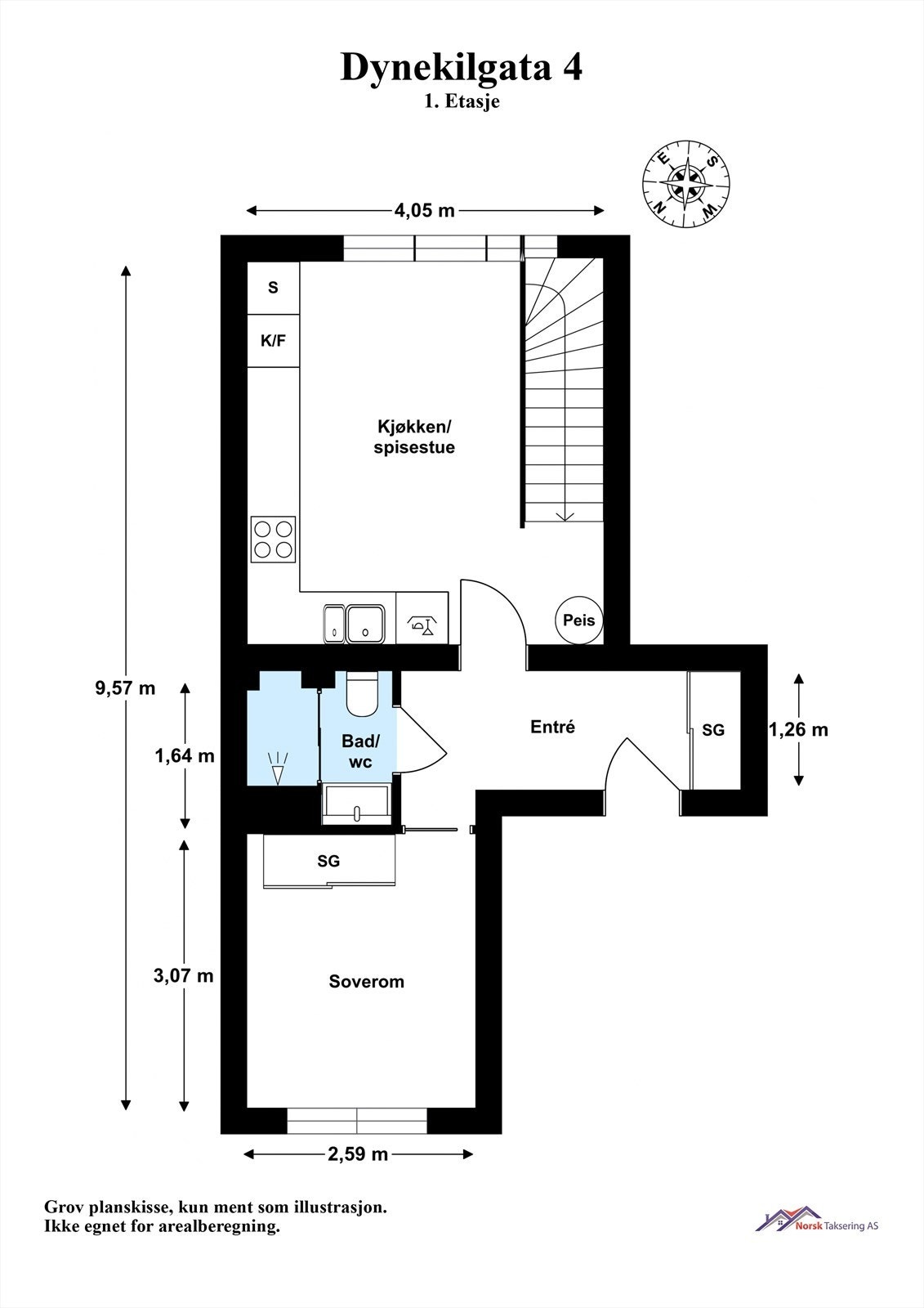 - 1. Etasje | Entré, kjøkken/spisestue, soverom og baderom - Galleribilde