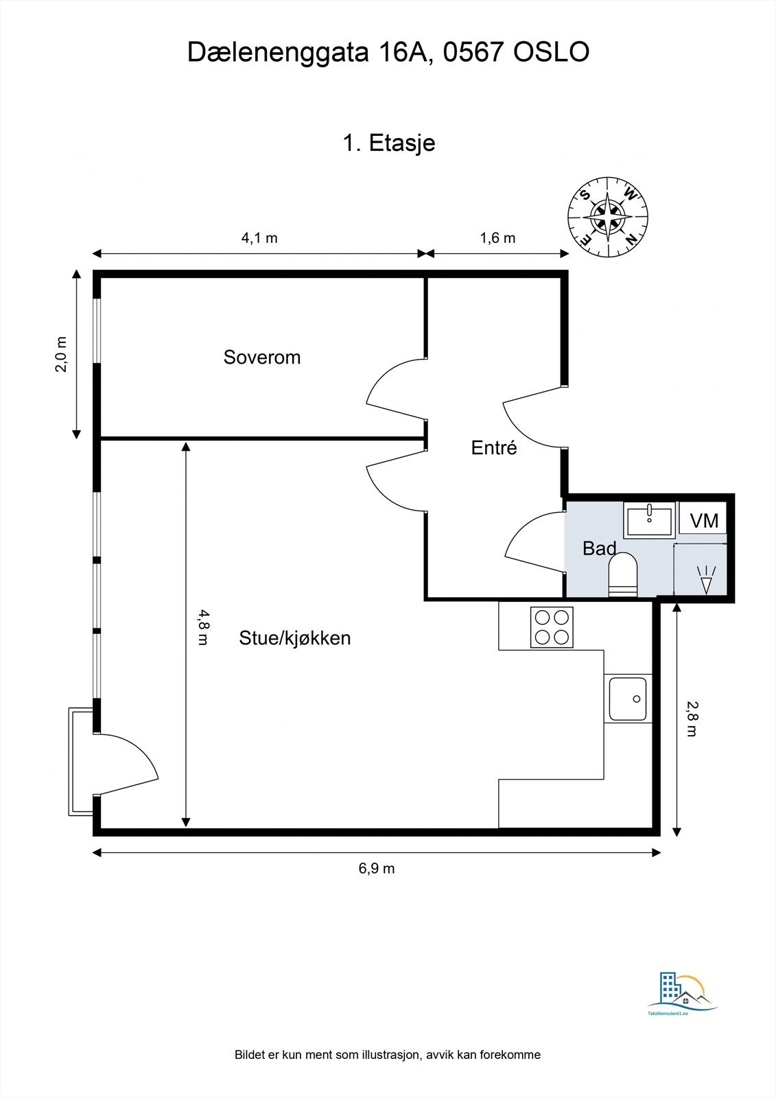 Leiligheten har en kvadratsmart planløsning med god størrelse på alle rom. Galleribilde
