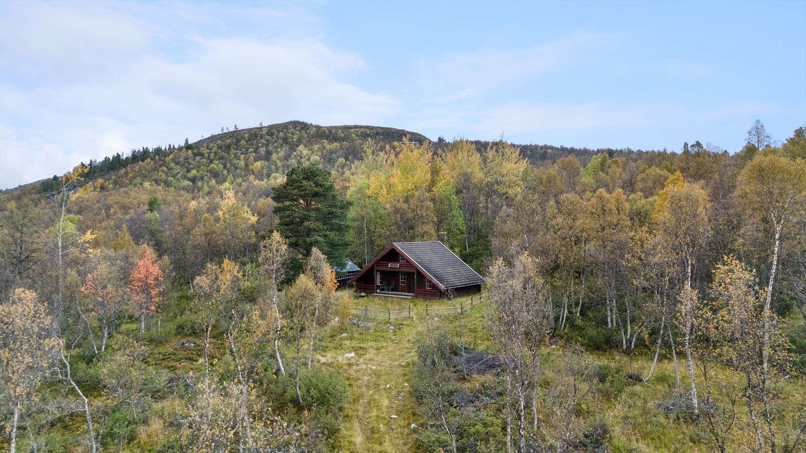 For å kjøre helt opp til hytta bør man ha en litt høyere bil. Hvis ikke parkeres det 50 meter nedfor hytta. Dit brøytes det også vinterstid. Galleribilde