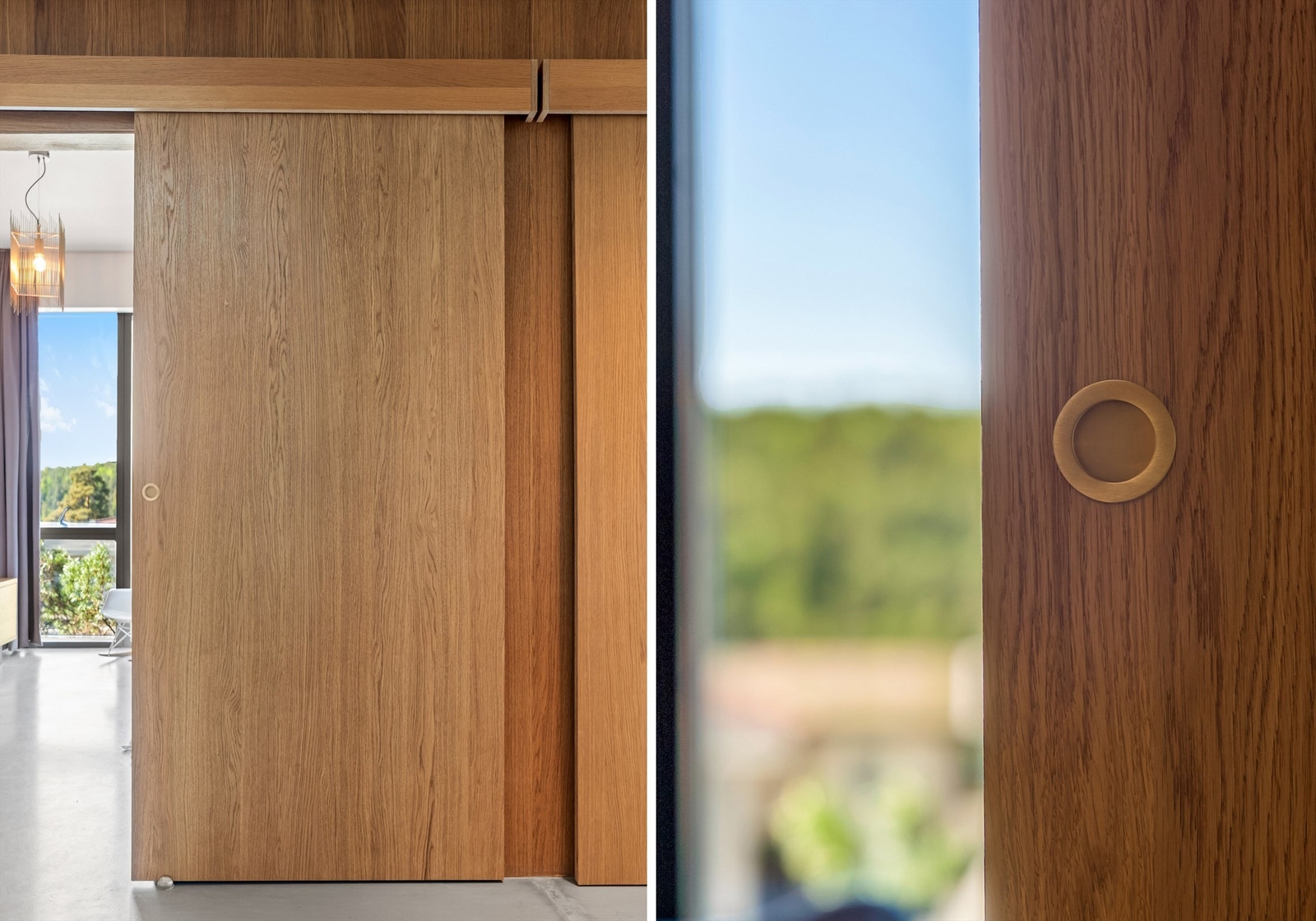 Alle fire soverom har håndlaget skyvedører med eikefiner plater(Decospan Bilinga) fra Oslo Finerfabrikk Galleribilde