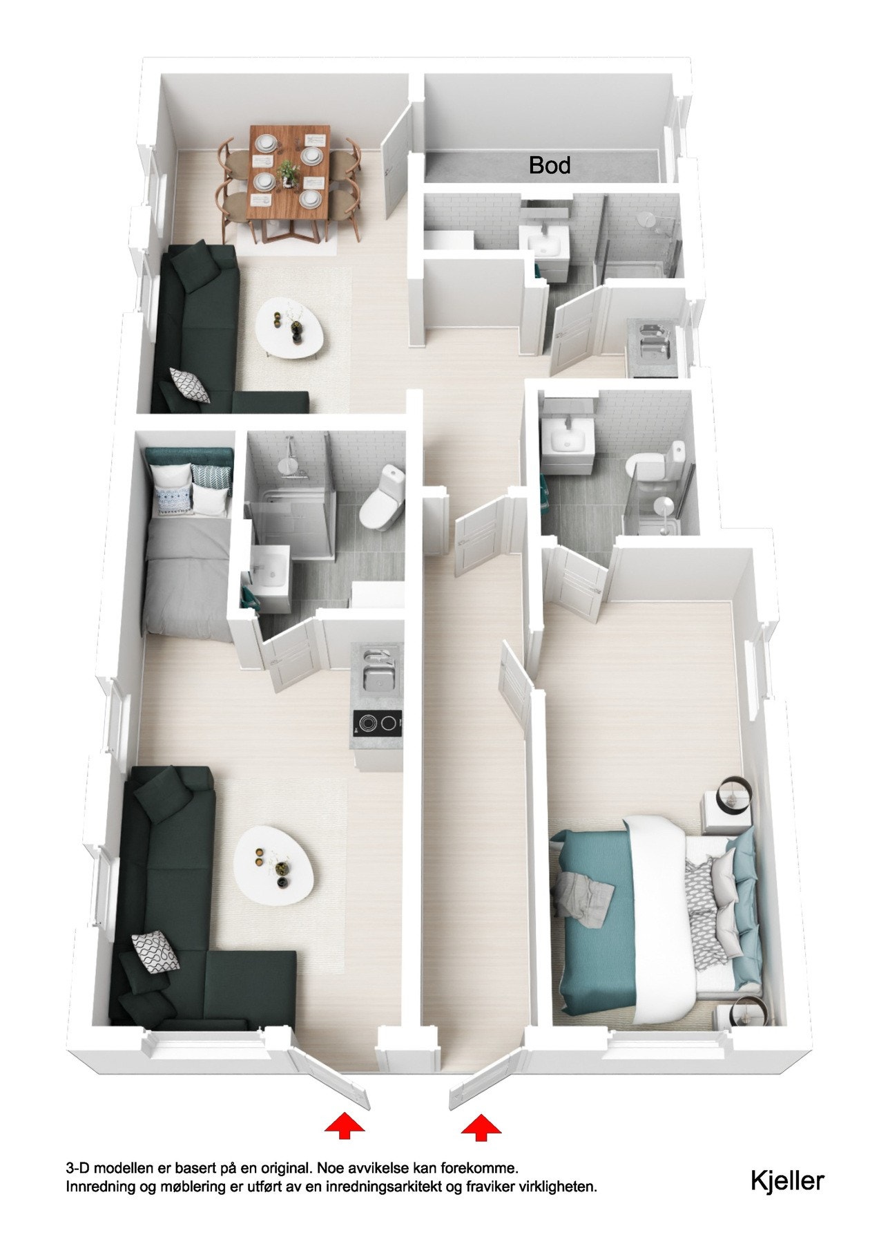 Plantegning sokkelleilighet og hybel. Galleribilde