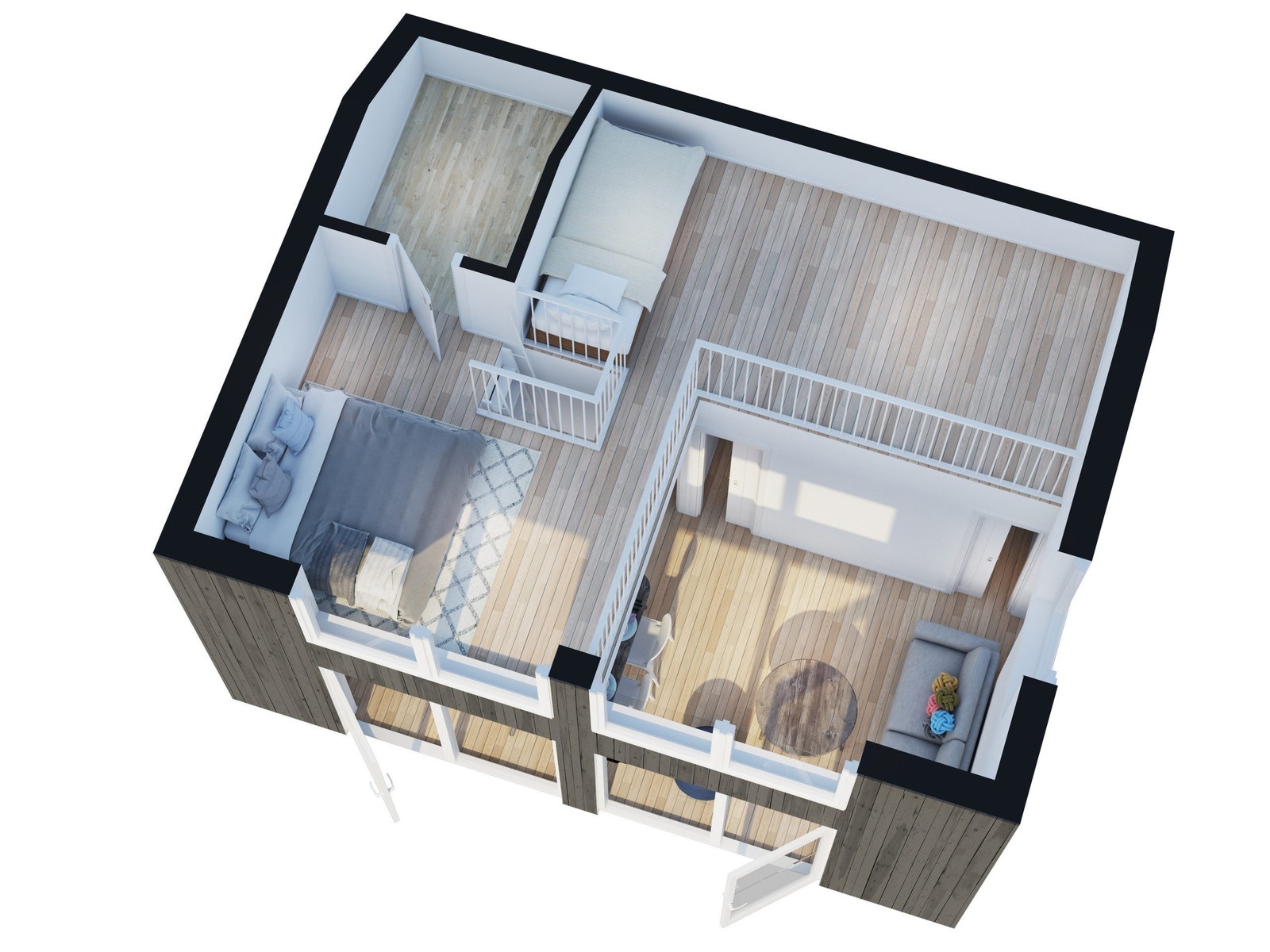 Eksempel på planløsning leilighet med to etasjer. 2. etg. Galleribilde