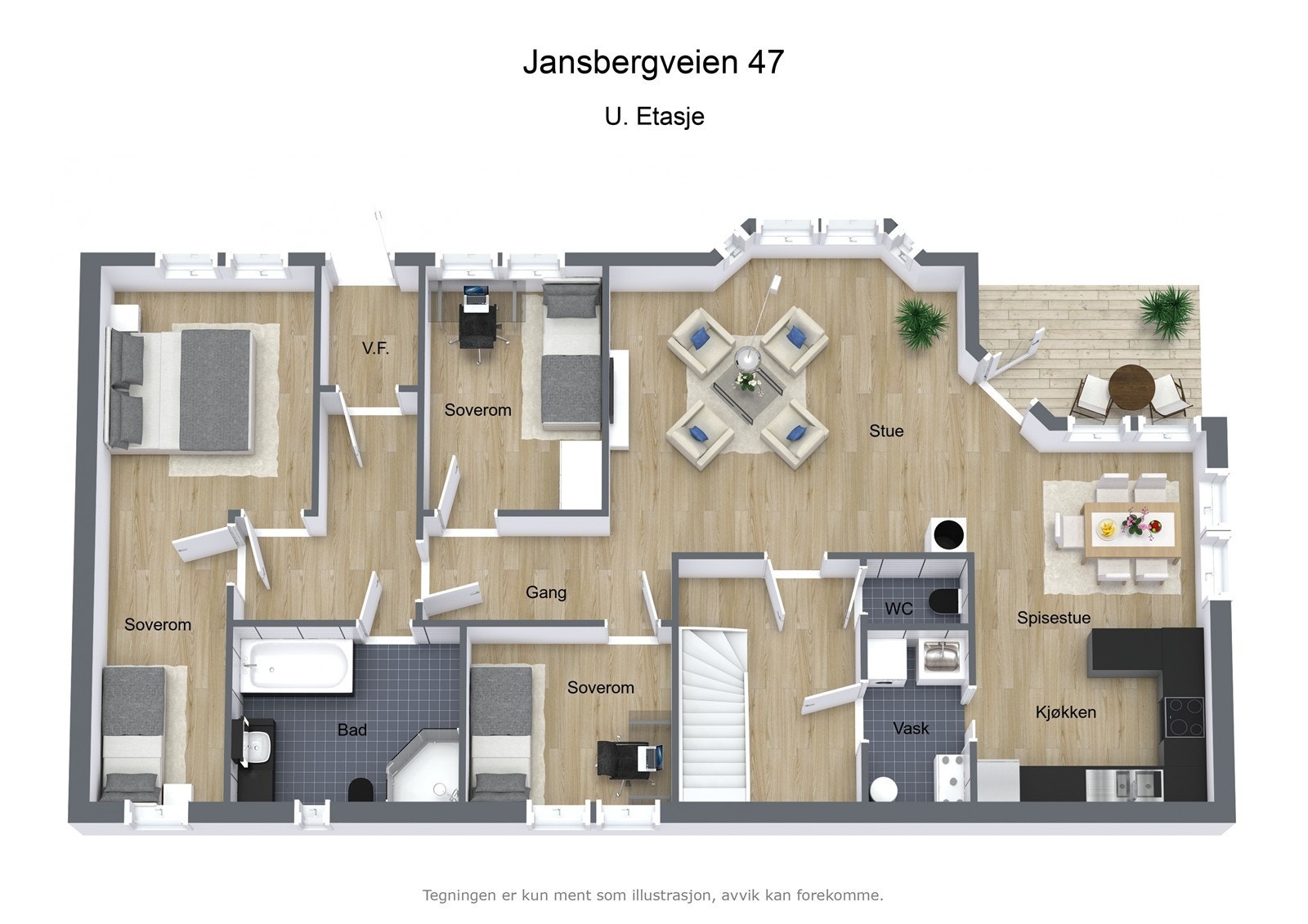 Jansbergveien 47 - 3D - U. Etasje Galleribilde