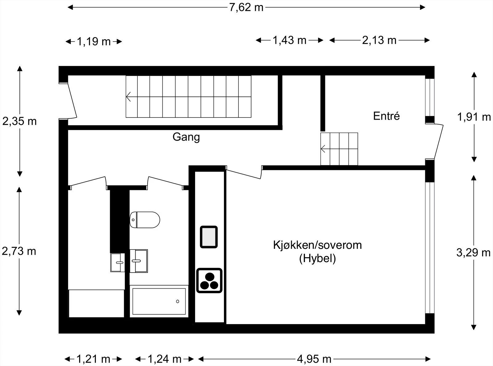 Alternativ planløsning underetasje. Galleribilde