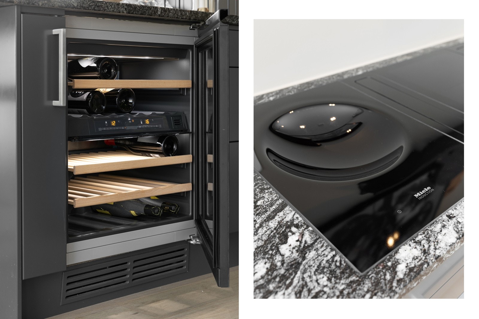 Integrert vinskap og induksjonstopp med flere soner. Galleribilde