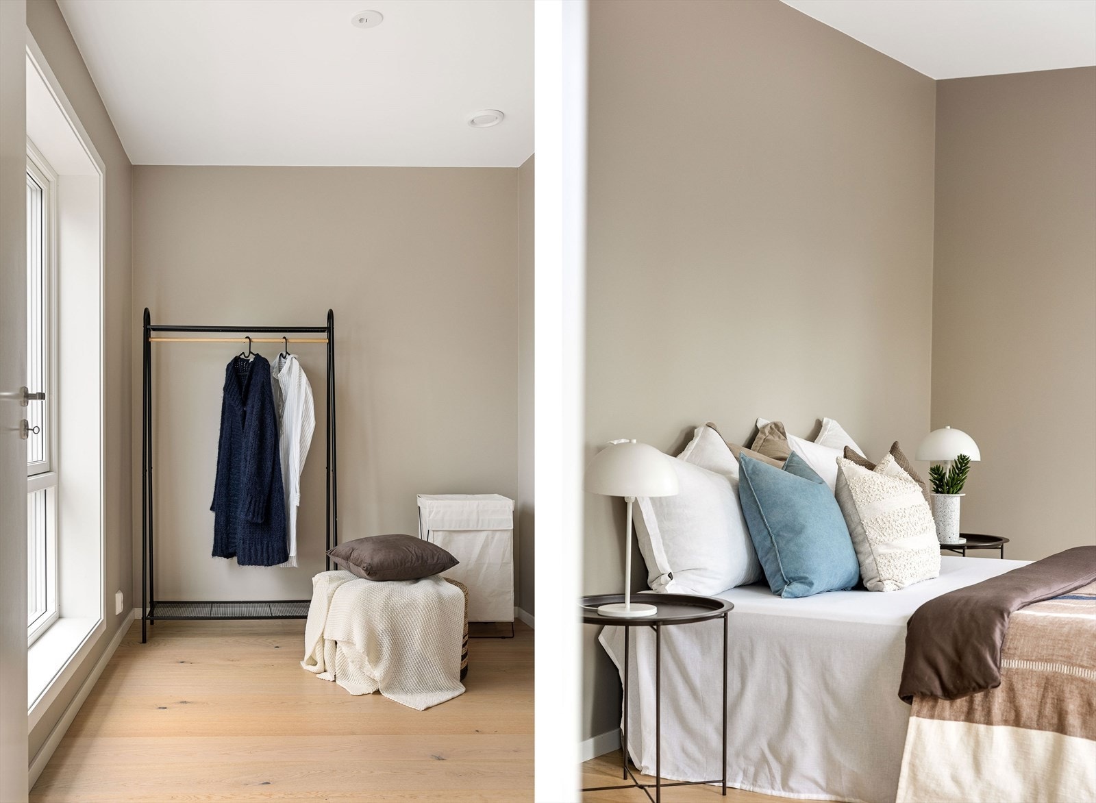 Tilliggende, romslig garderoberom med store vindusflater og god plass til oppbevaringsmøblement for klær. Galleribilde