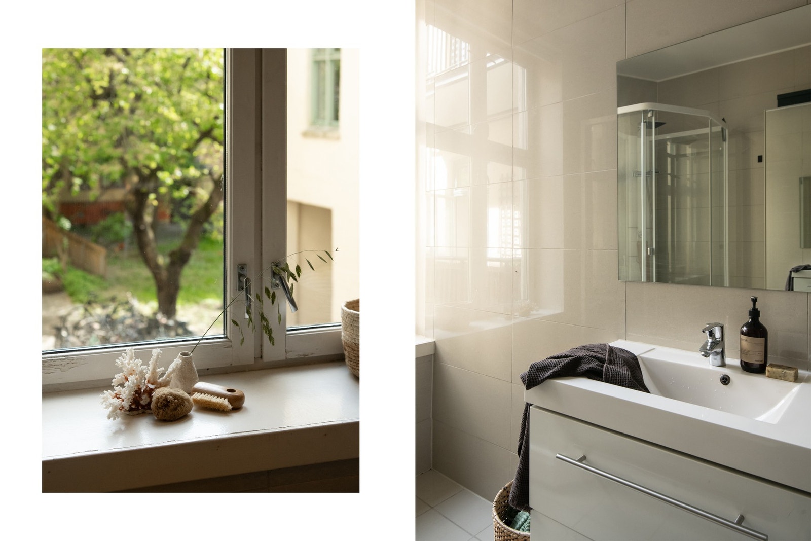 Flott og tidløst bad som vender ut mot frodig gårdsrom. Galleribilde