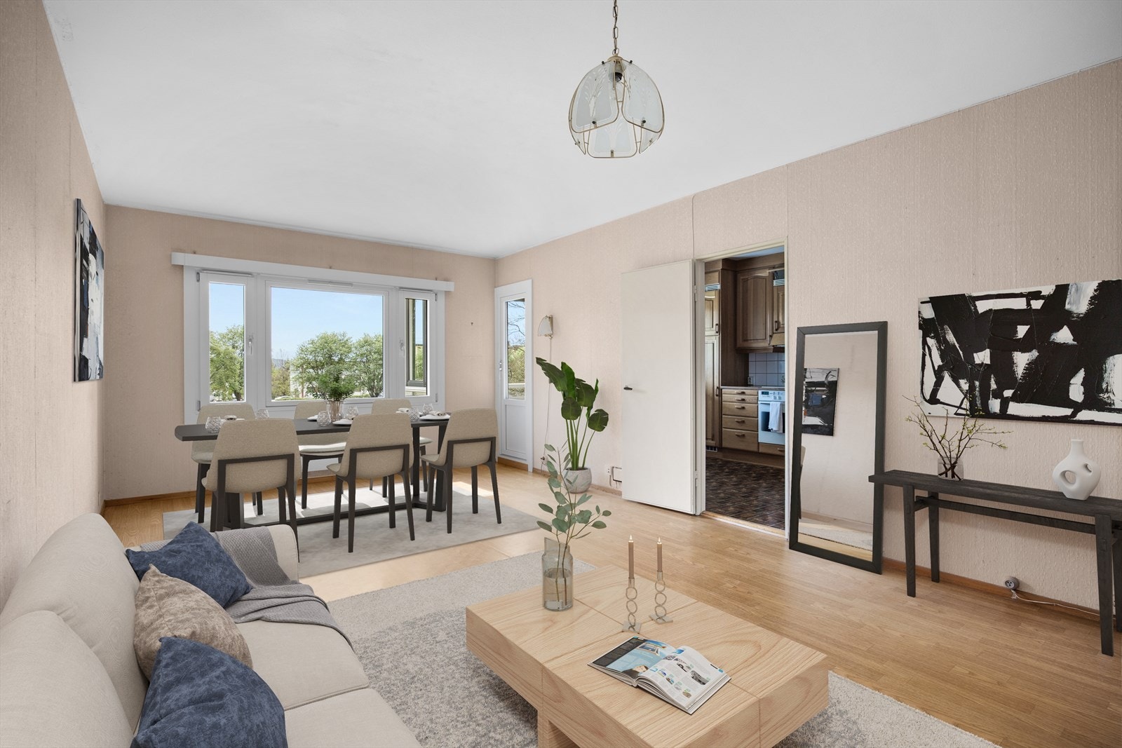 Leiligheten digitalt stylet for å vise gode møbleringsmuligheter Galleribilde