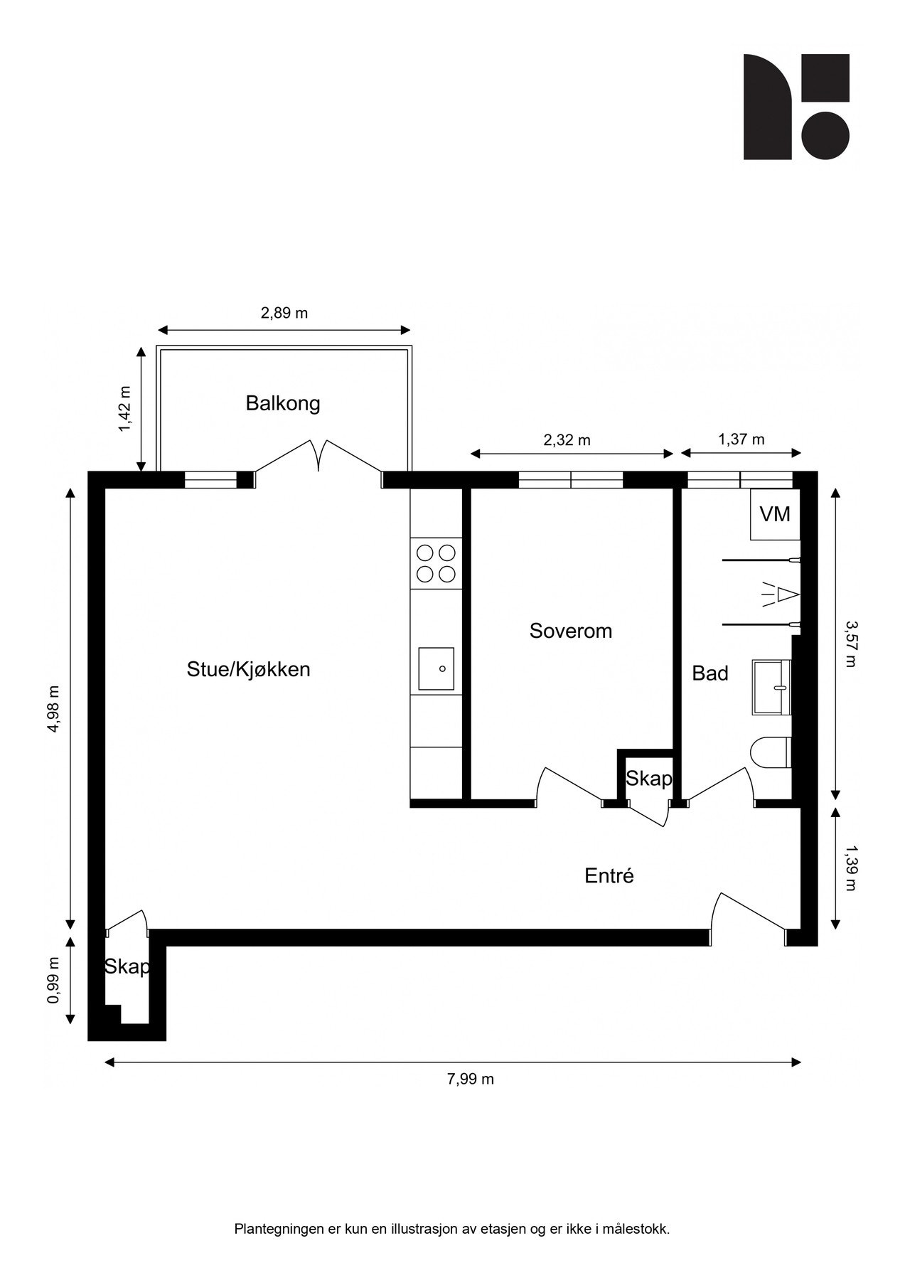 Målsatt plantegning Galleribilde
