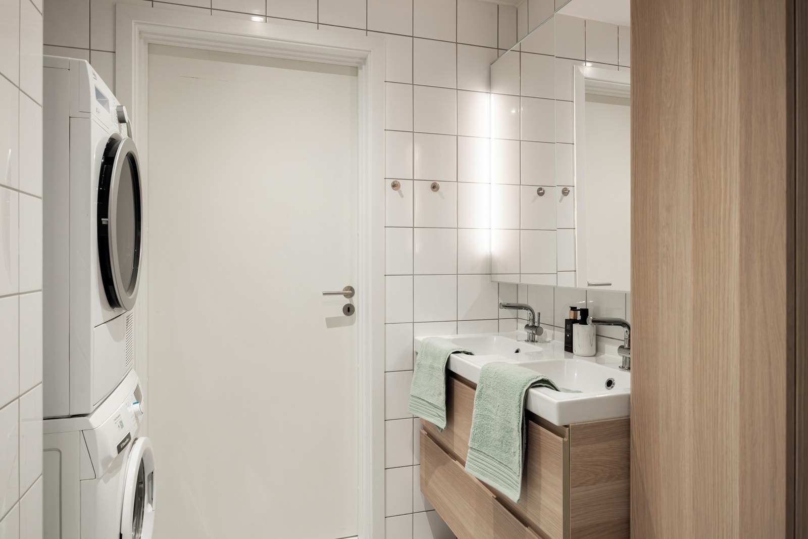 Det er opplegg for vaskesøyle i egen nisje. Galleribilde