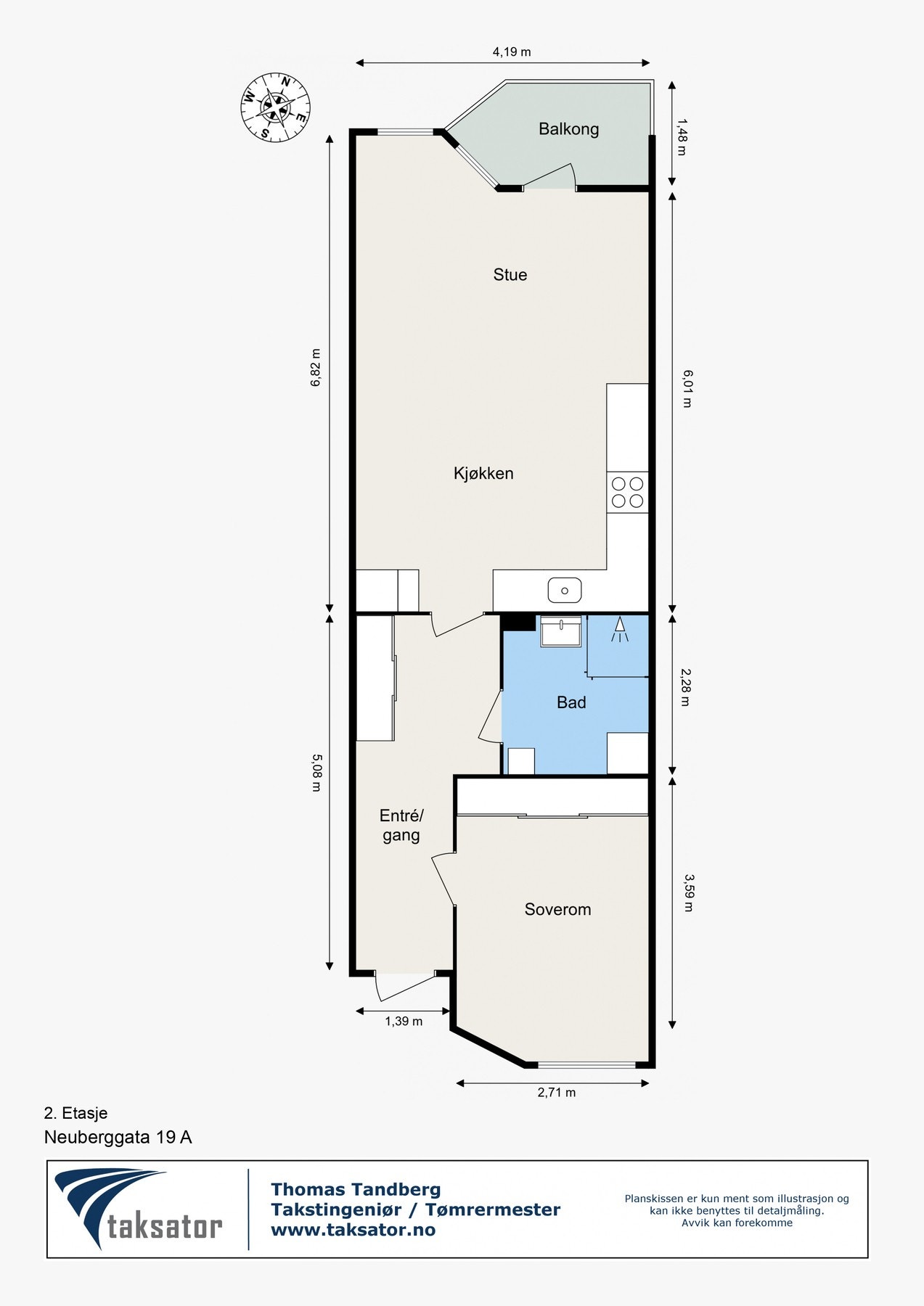 Planskisse. I tillegg disponerer leiligheten bod på ca. 4,0 m². Galleribilde