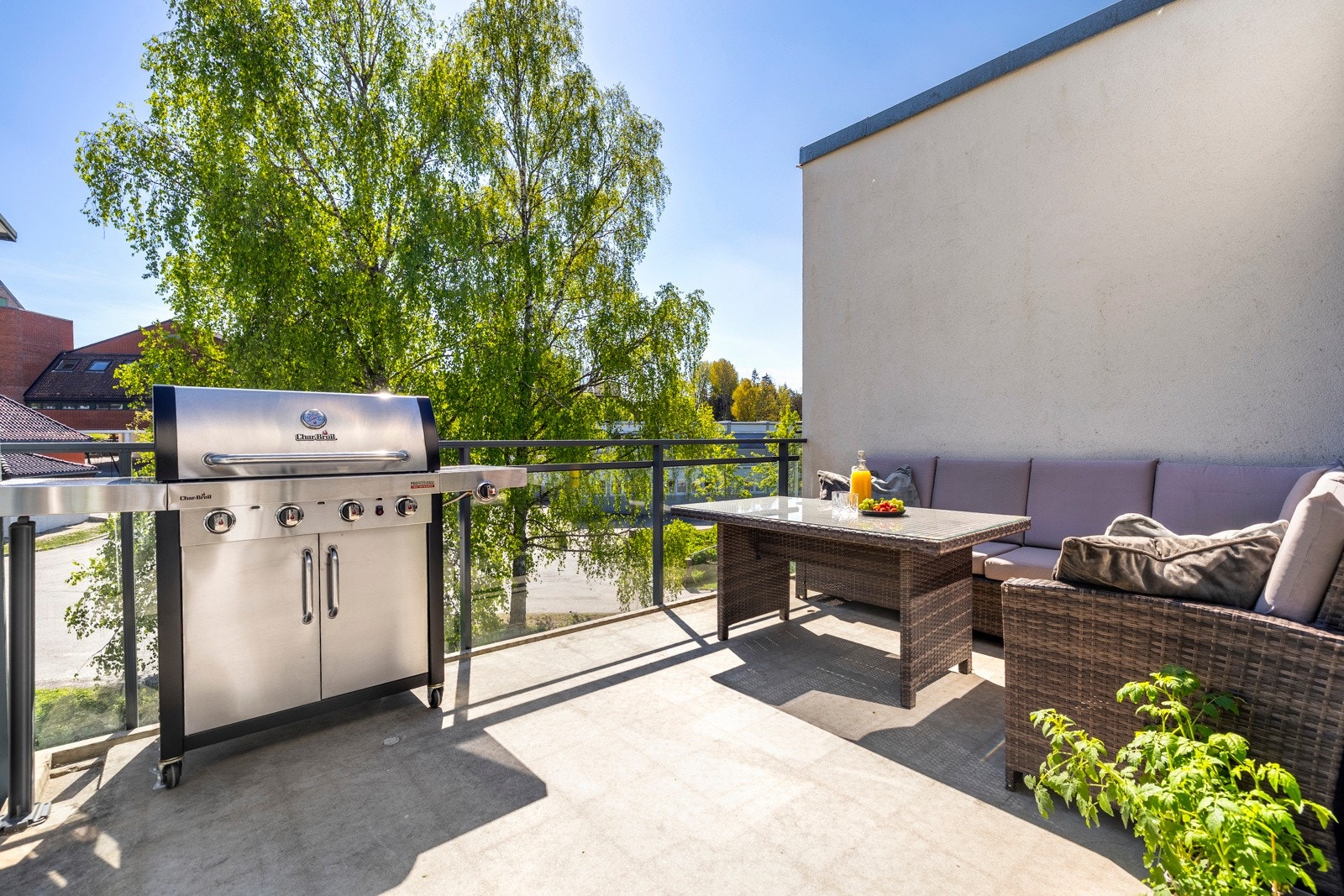 Her er det god plass til både sittegruppe, grill og beplantning. Galleribilde