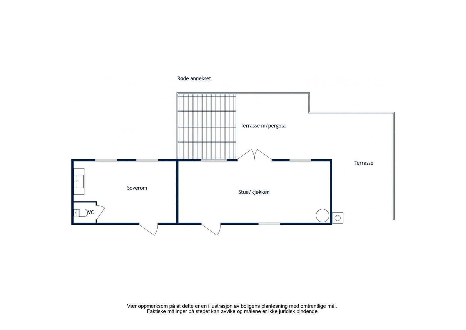 Plantegning den røde hytten/annekset. Galleribilde