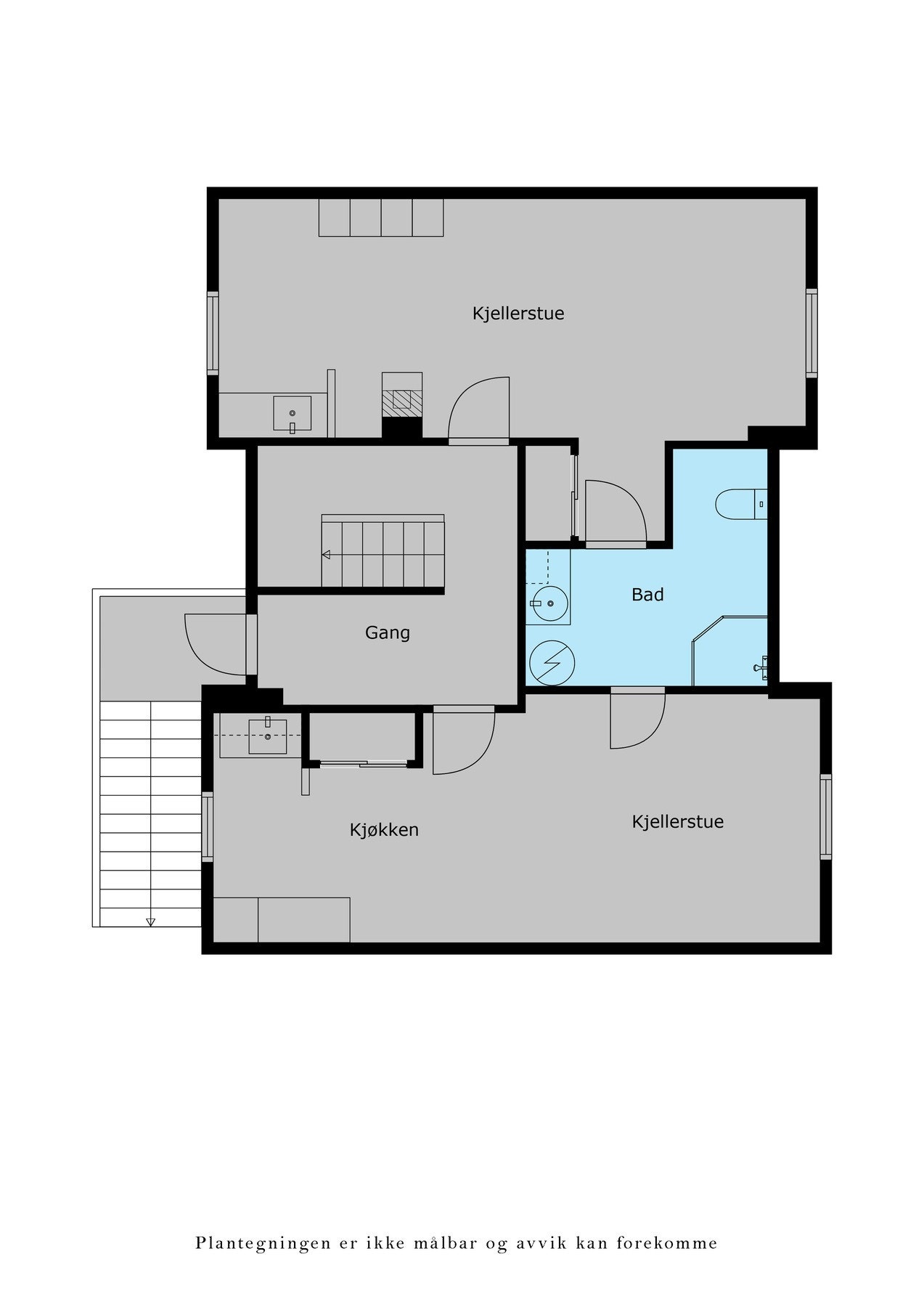 Plantegning underetasje - ikke målbar og avvik kan forekomme. Galleribilde