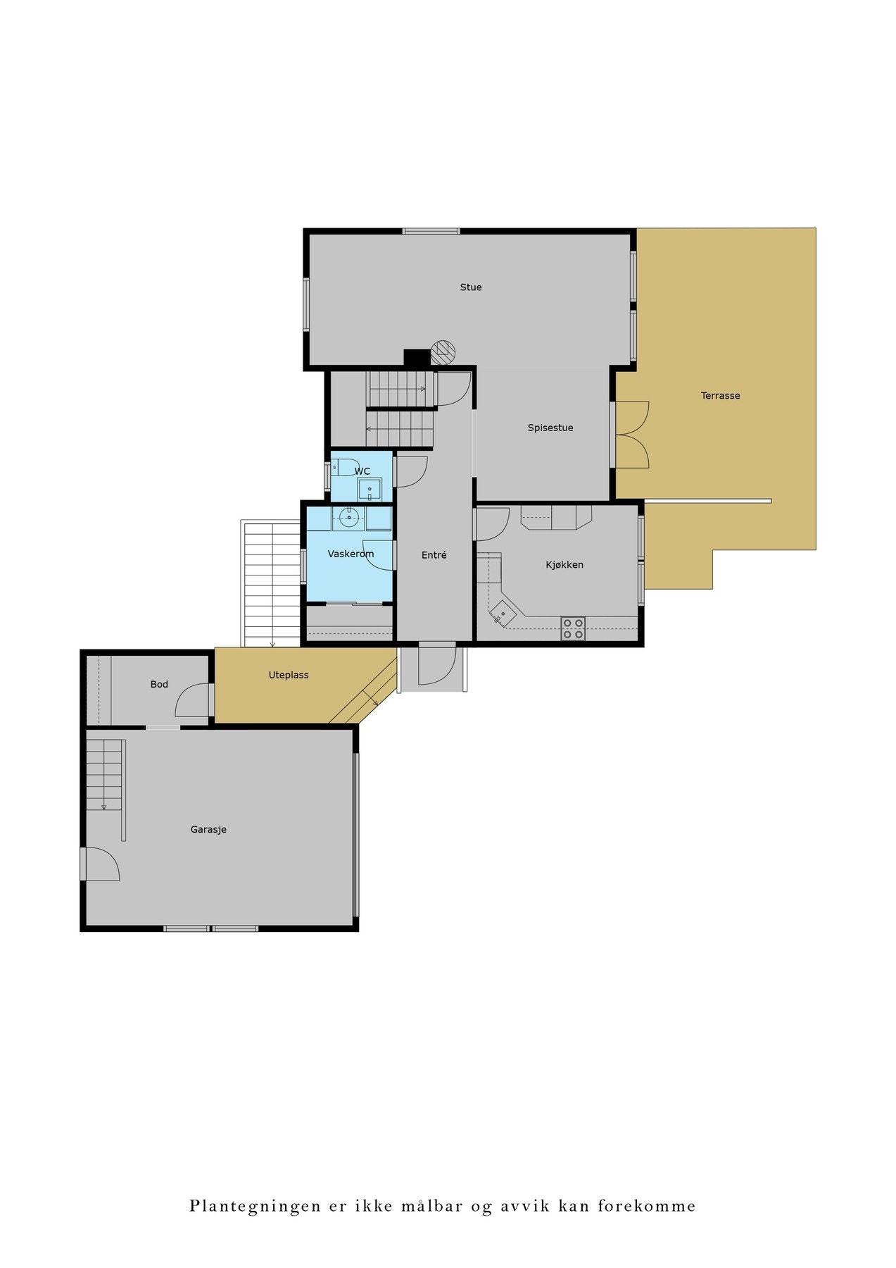 Plantegning 1. etasje - ikke målbar og avvik kan forekomme. Galleribilde