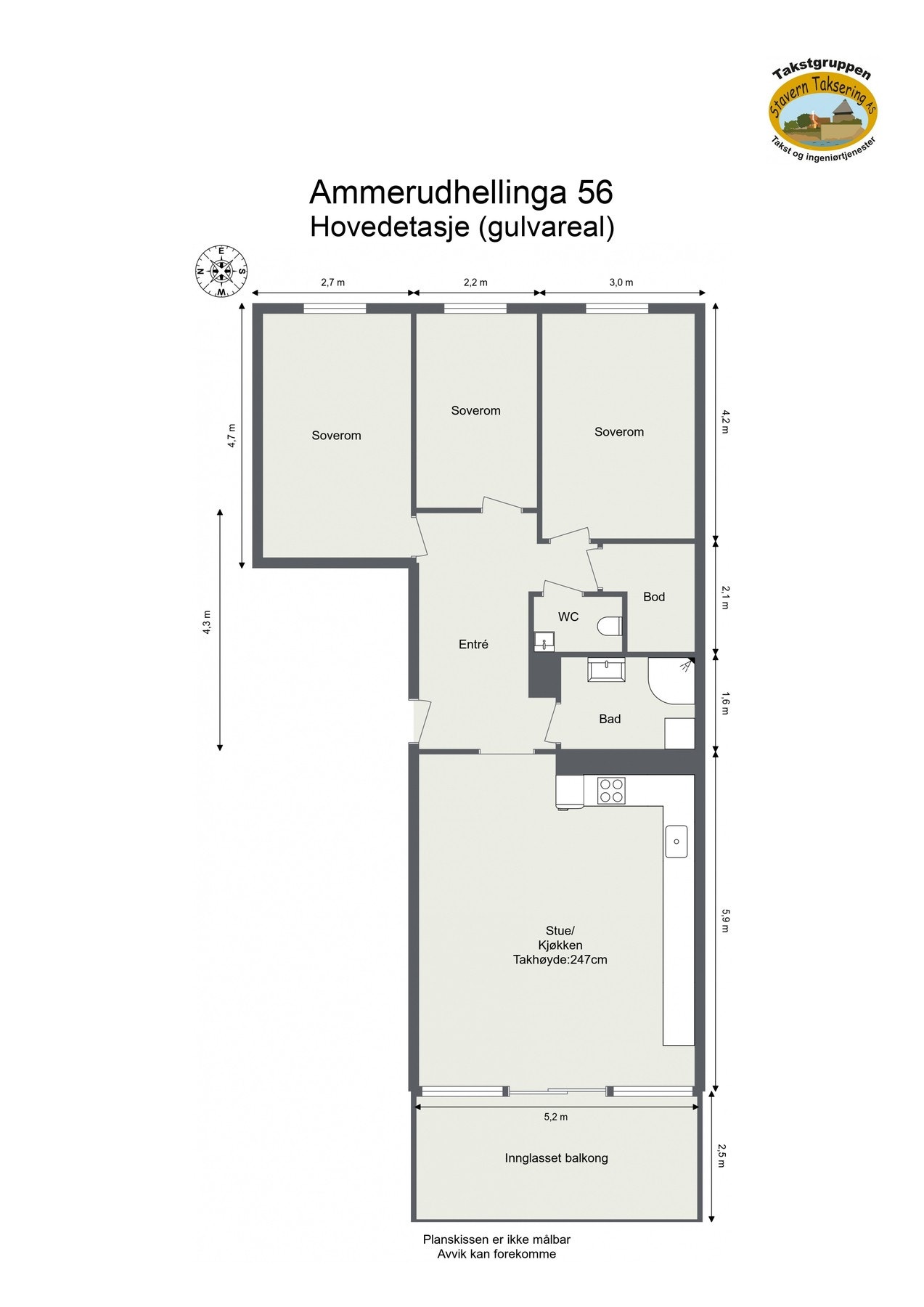Målsatt plantegning. Galleribilde