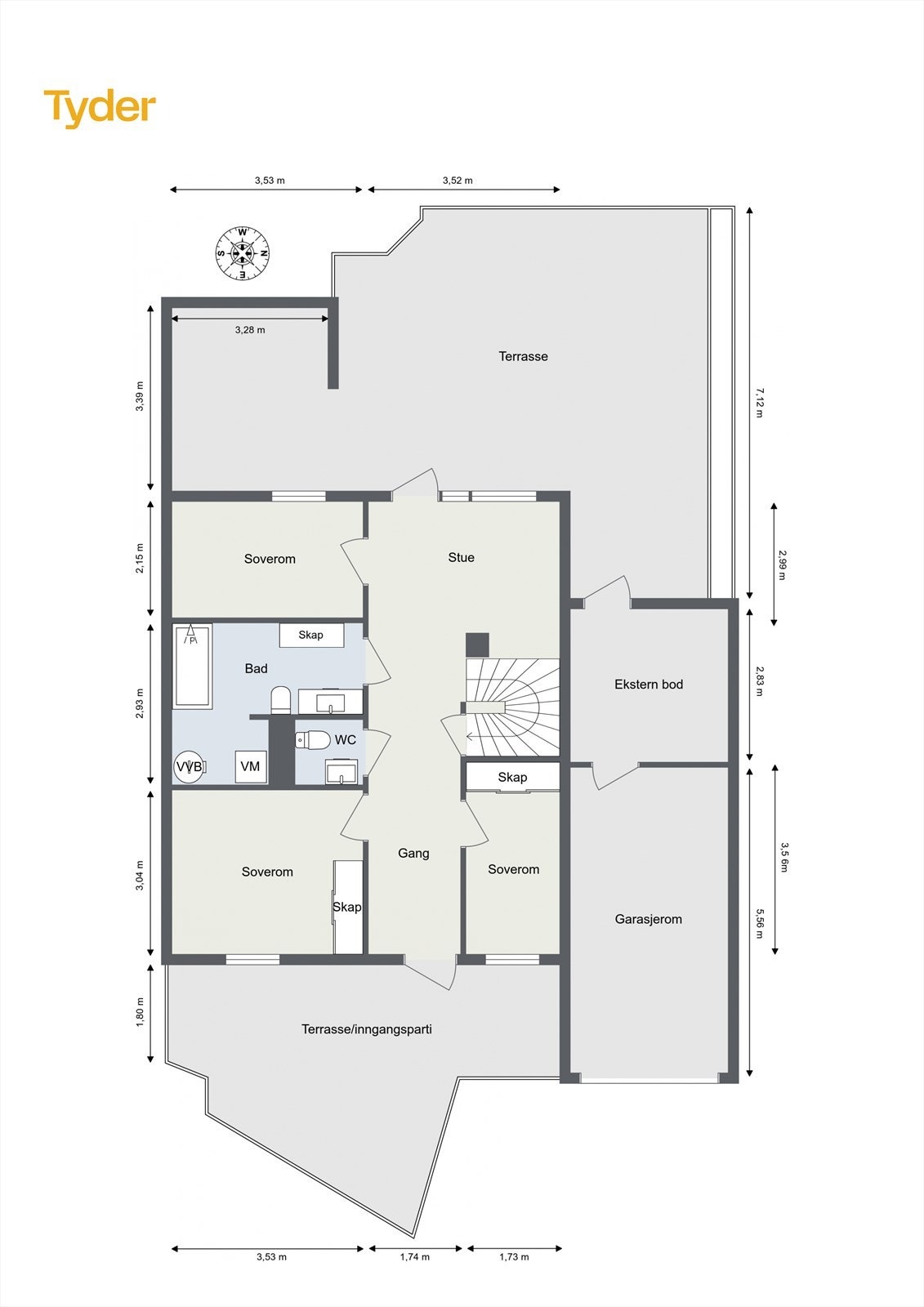 Plantegning 1. etasje Galleribilde