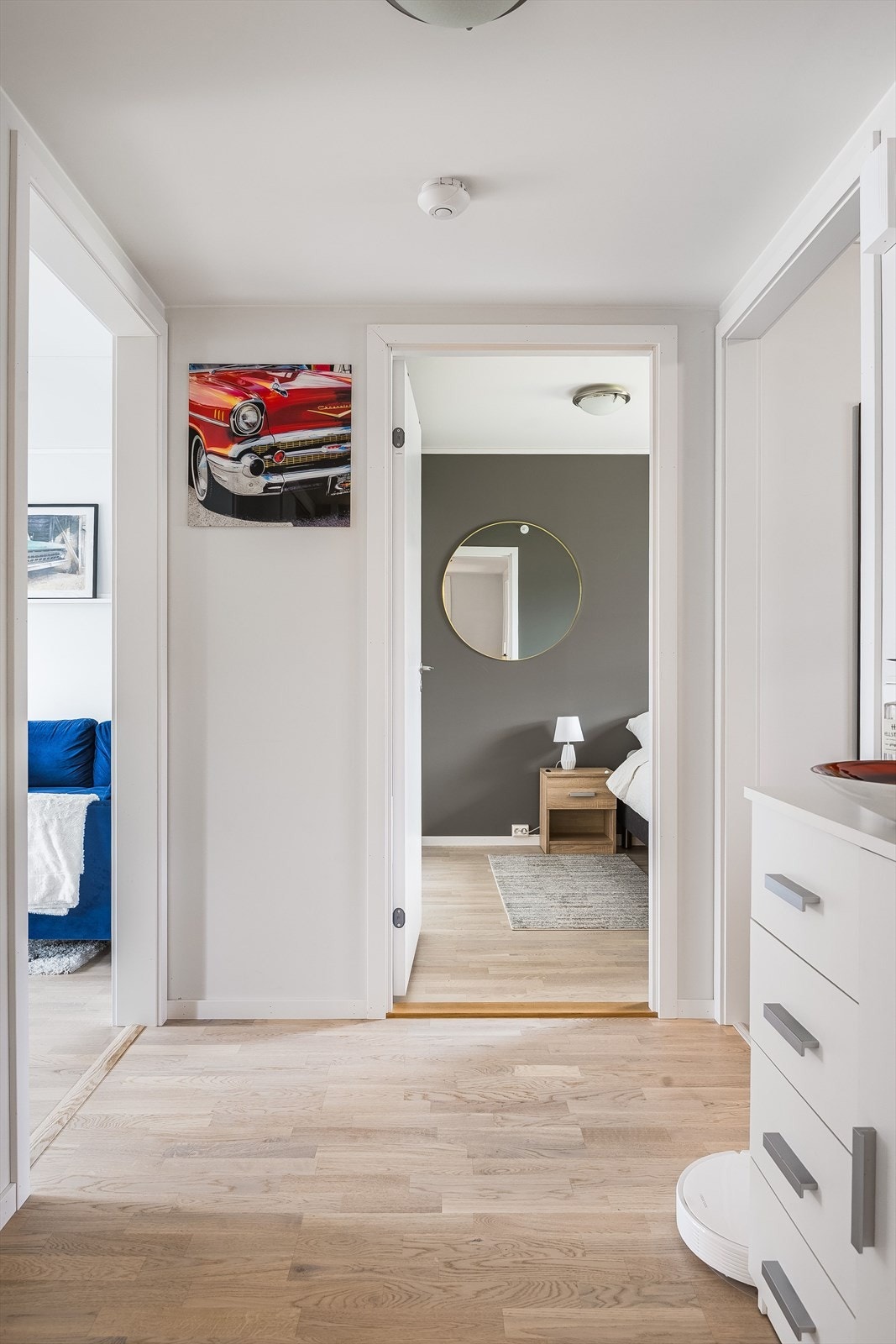 Gang med adkomst til begge soverom, bad/vaskerom og bod/teknisk rom. Galleribilde