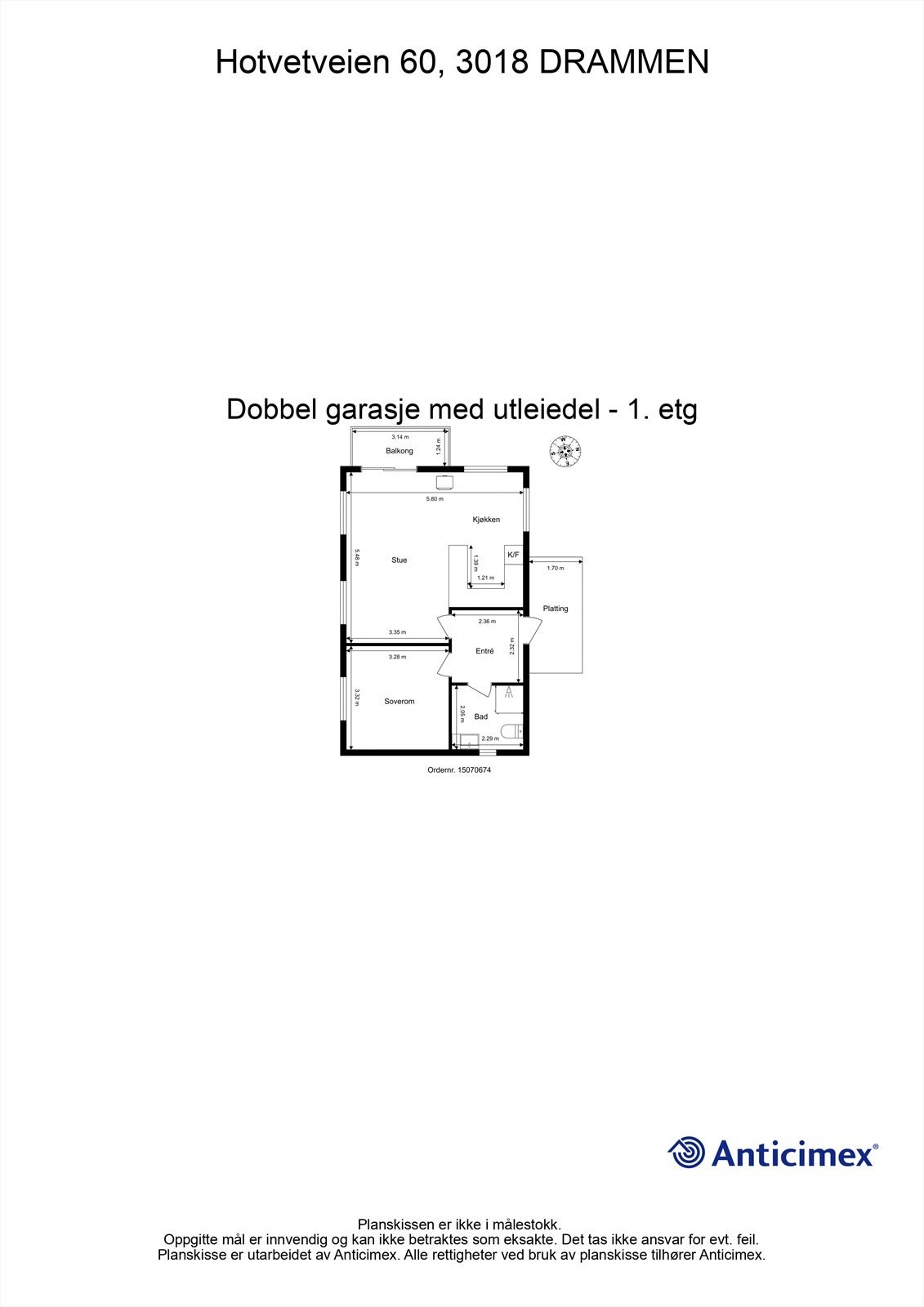 Plantegning dobbelgarasje med utleiedel - 1. etasje Galleribilde