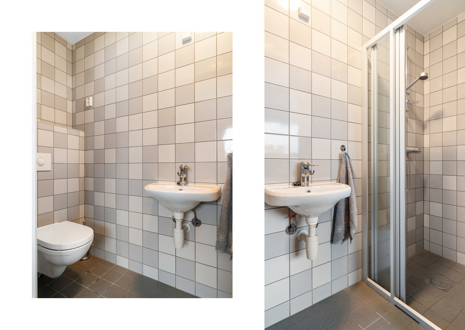 Badet er utstyrt med toalett, servant og dusj. Galleribilde