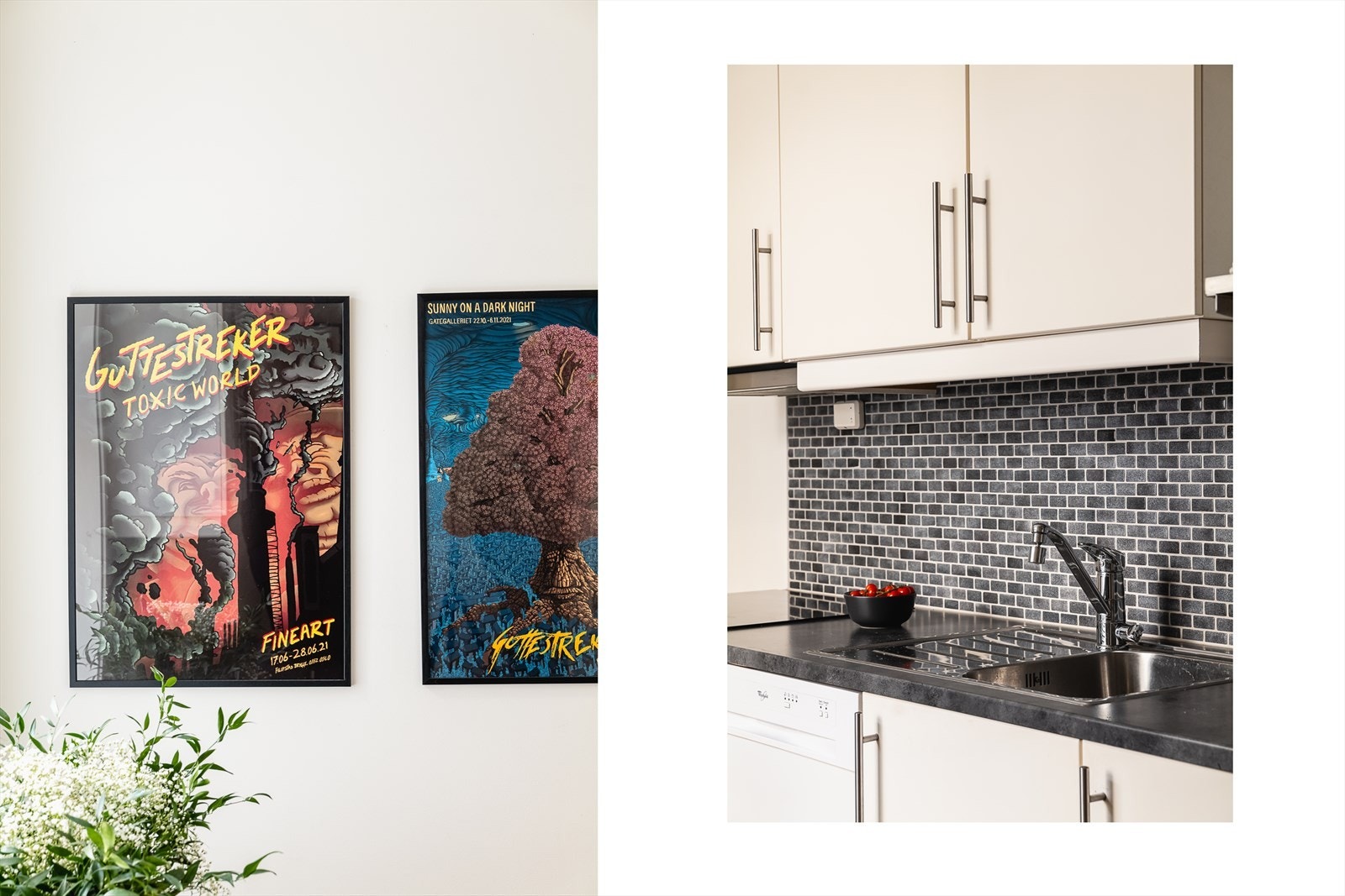 - Merk flislagt vegg over kjøkkenbenk, en praktisk og vedlikeholdsvennlig løsning - Galleribilde