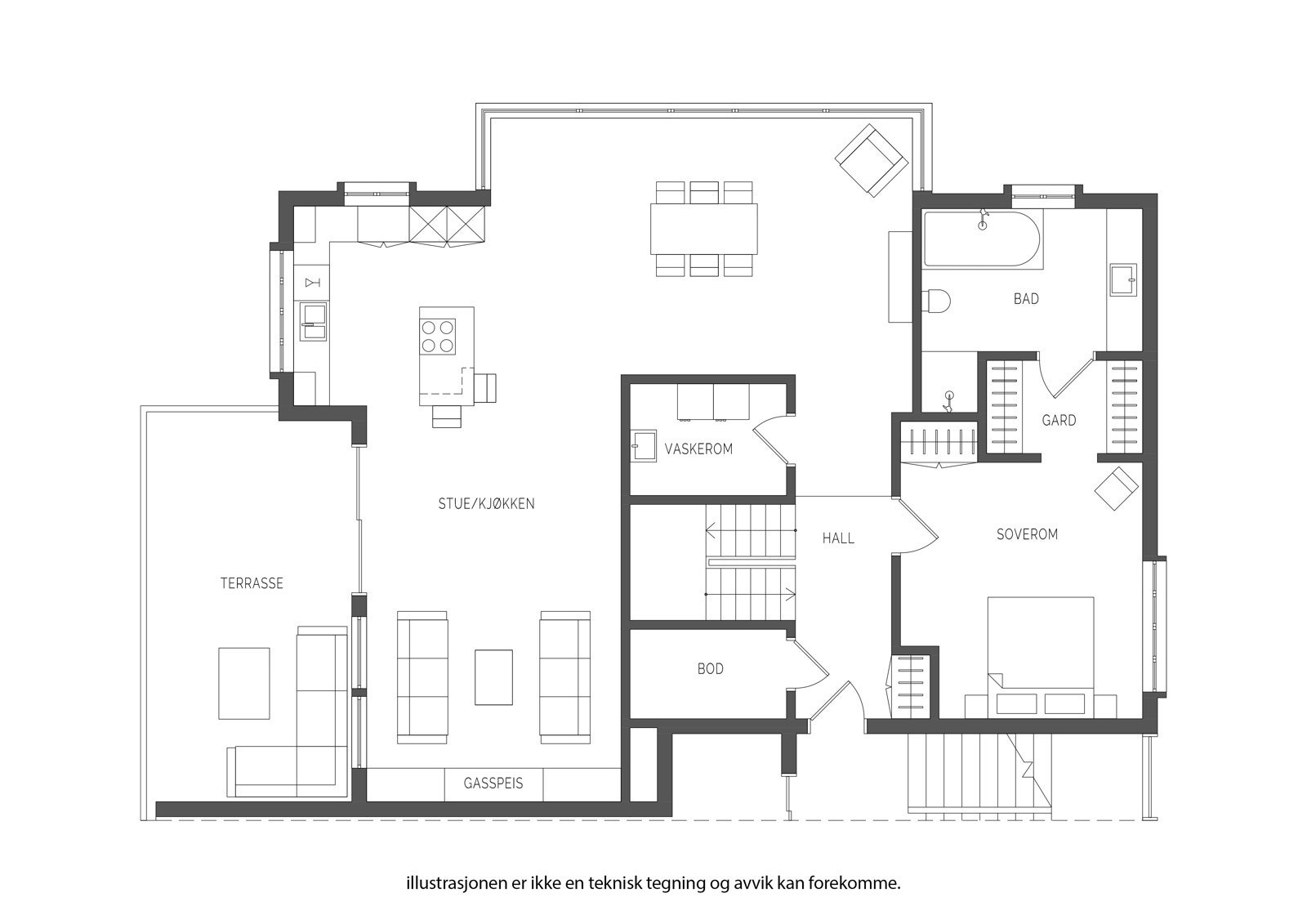 Plantegning første plan. Bildene som følger er fra dette planet Galleribilde