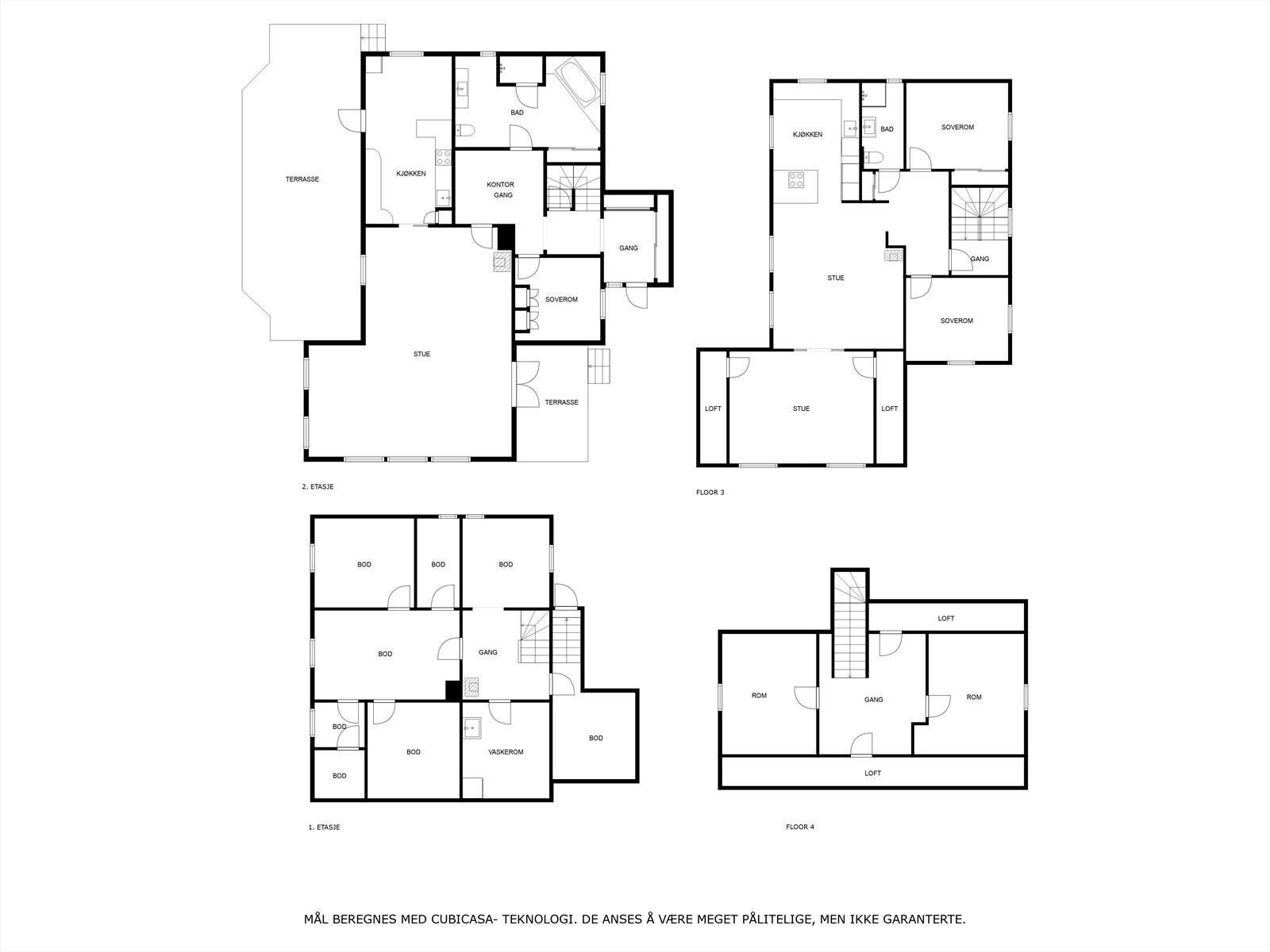 Plantegninger alle etasjer. Galleribilde