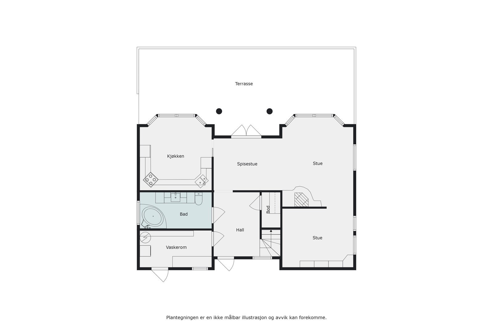 Plantegning 1. etasje Galleribilde
