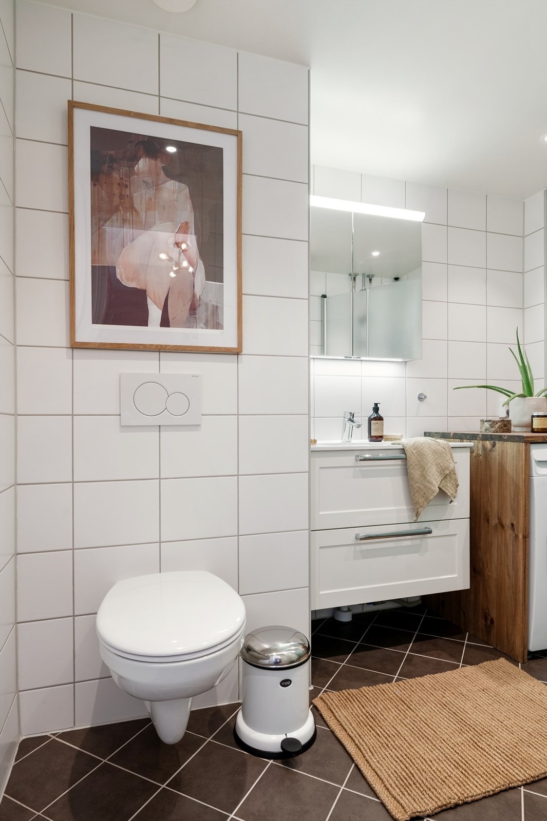 Baderommet ble totalrenovert i regi av borettslaget i 2016. Galleribilde