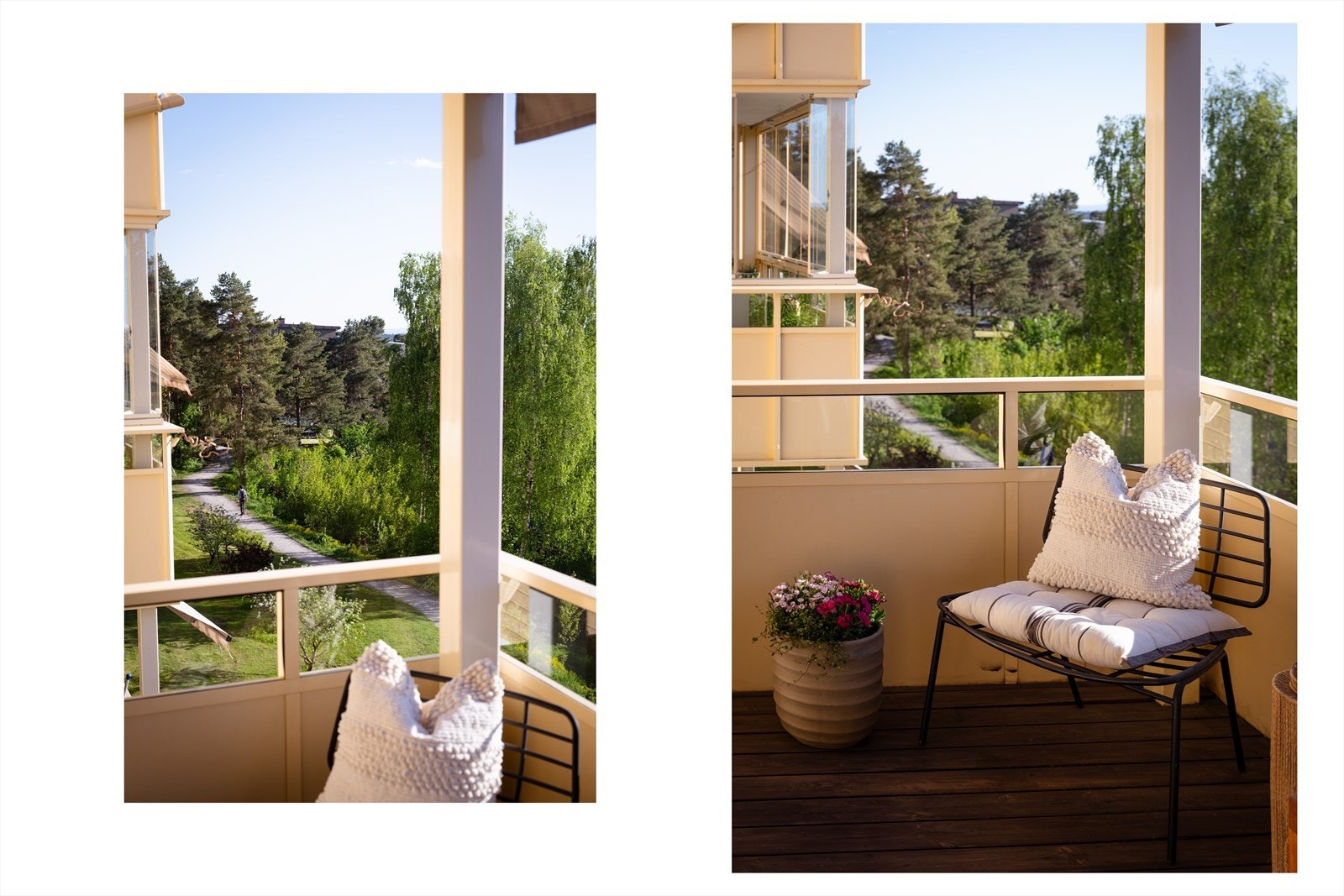 Balkongen er vestvendt, med meget gode solforhold. Bygget er omkranset at flotte grøntarealer. Galleribilde