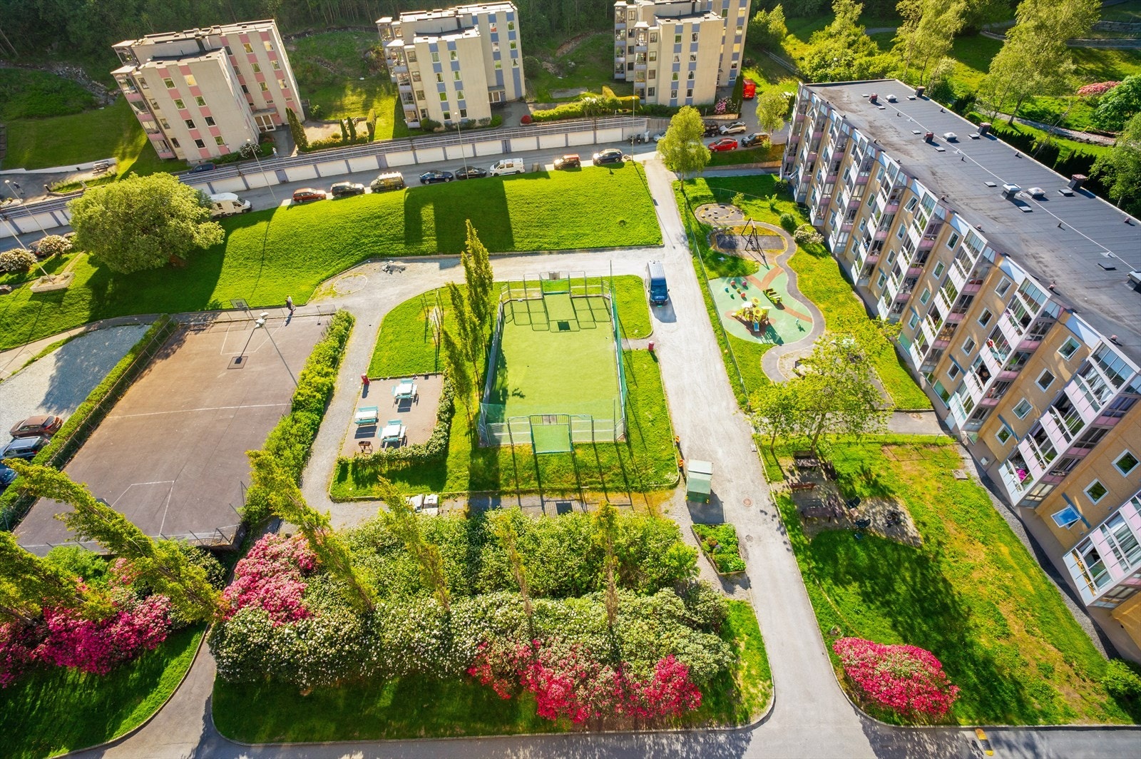 Frodige, grønne fellesareal Galleribilde