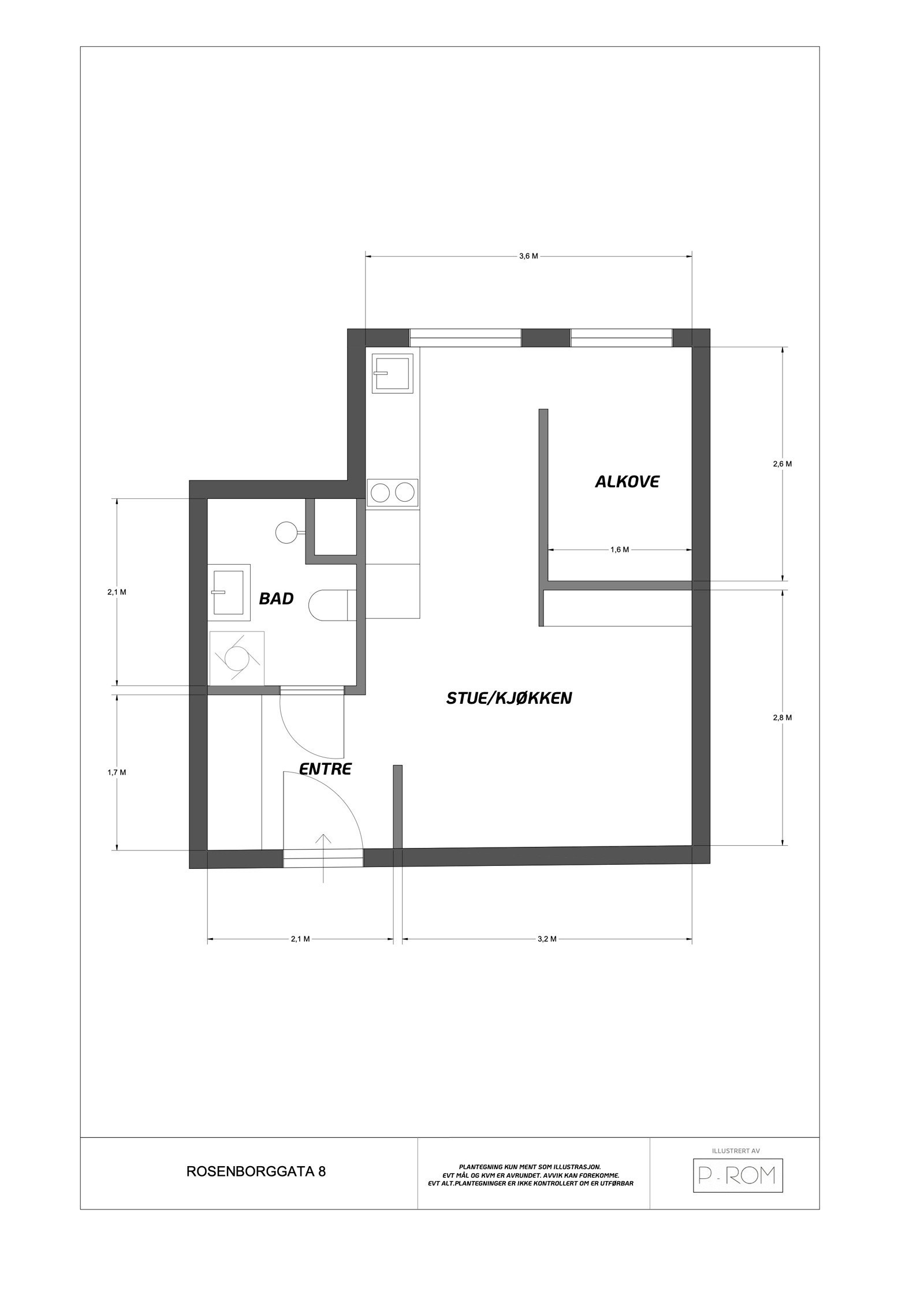 Plantegning - Rosenborggata 8 Galleribilde